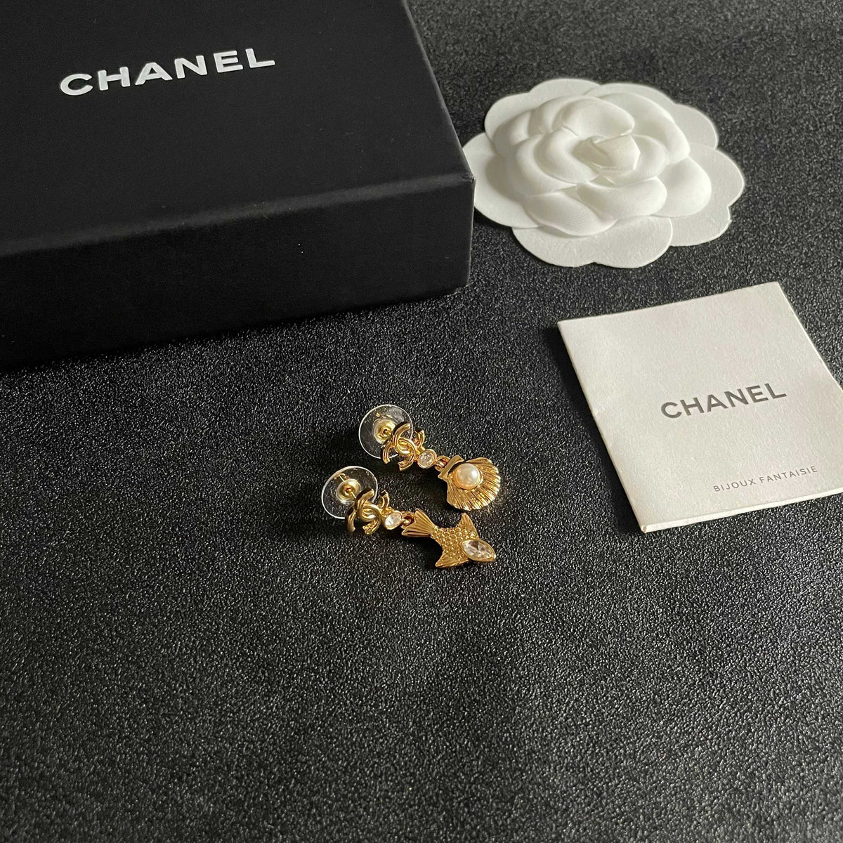 Double-C Emblem Statement Earrings in Polished Metal-Tone – Design 021 styled product view