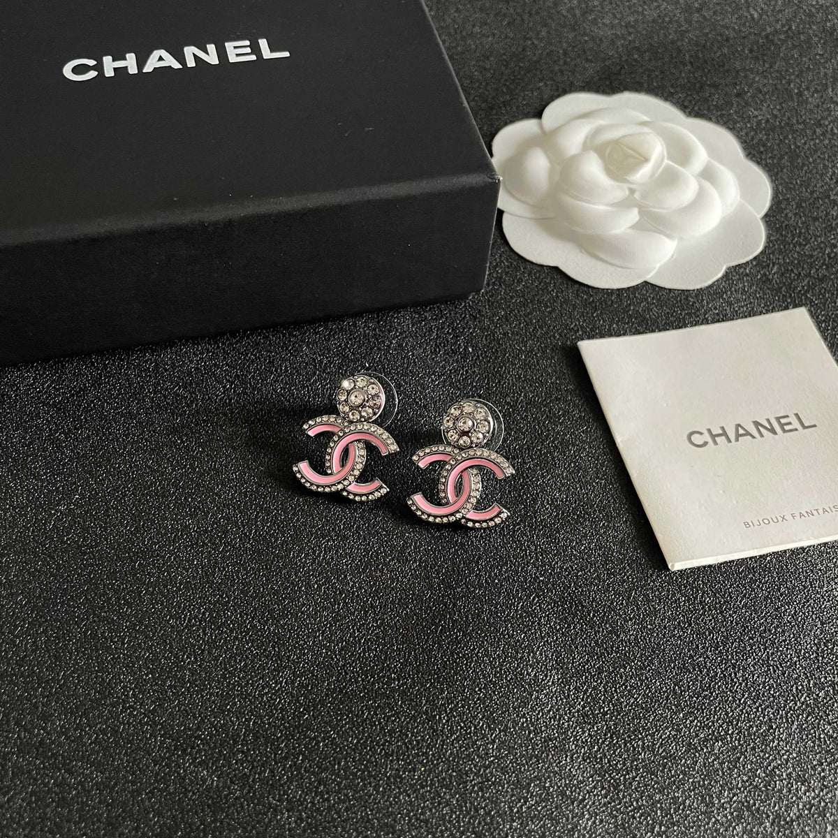 Double-C Emblem Crystal-Accent Statement Earrings – Design 010 styled product view