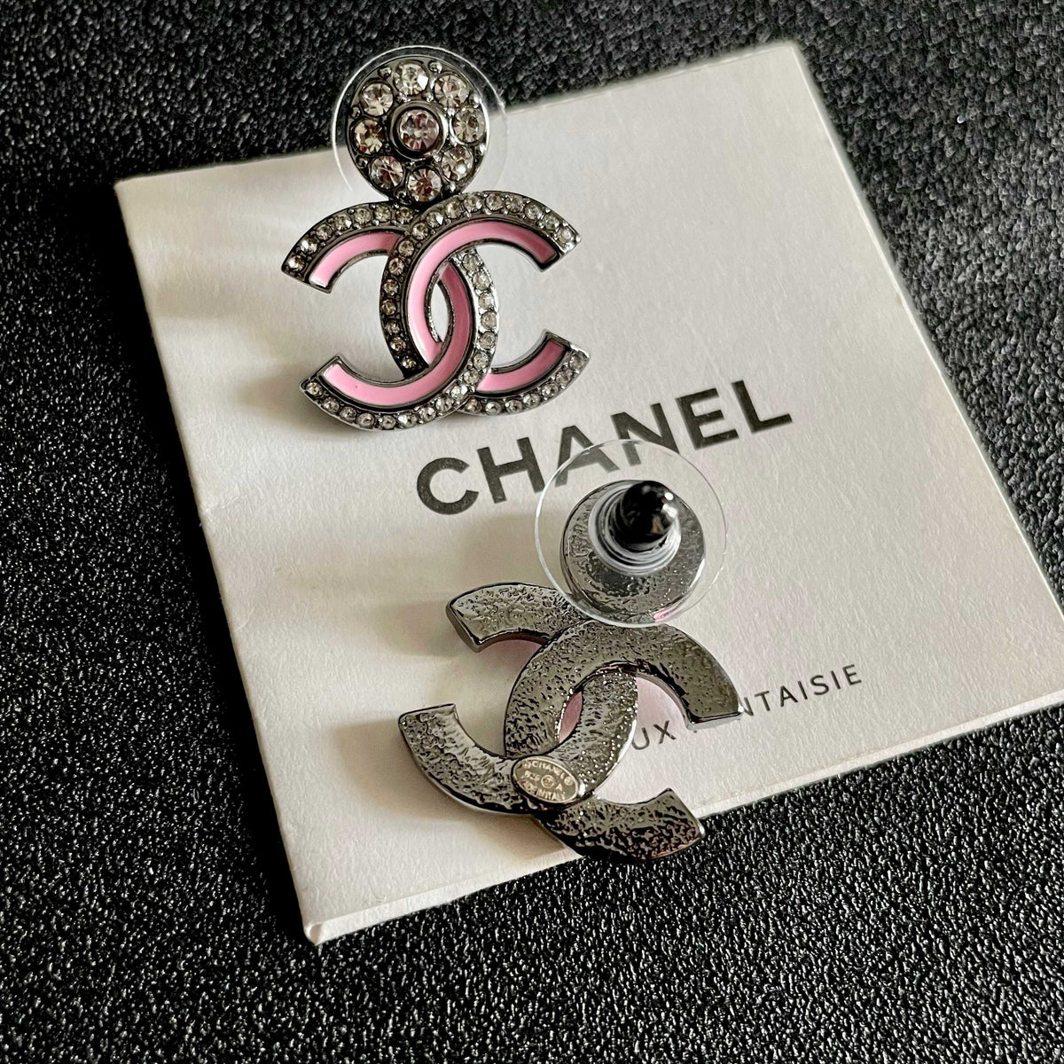 Double-C Emblem Crystal-Accent Statement Earrings – Design 010 main product view