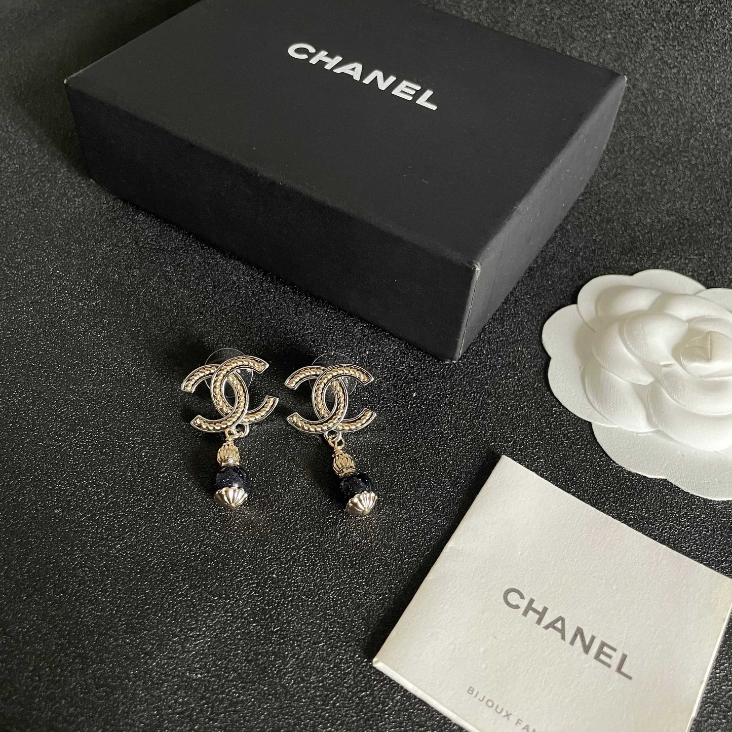 Double-C Emblem Statement Earrings in Polished Metal-Tone – Design 015 close-up detail