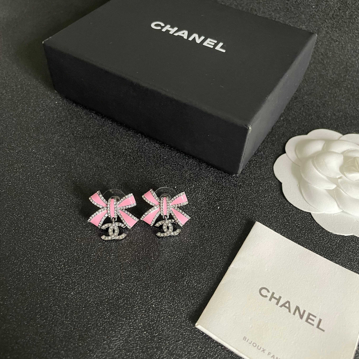 Double-C Emblem Crystal-Accent Statement Earrings – Design 012 close-up detail