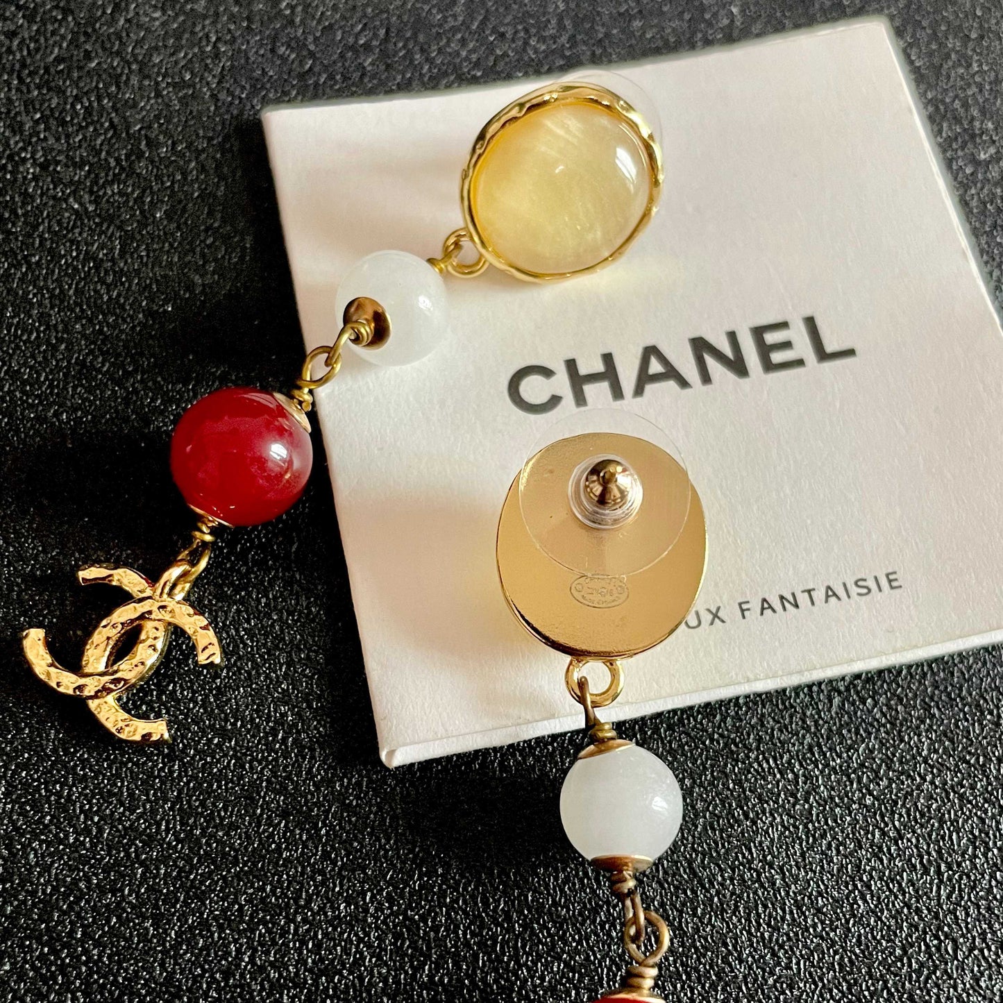 Double-C Emblem Statement Earrings in Polished Metal-Tone – Design 024 main product view