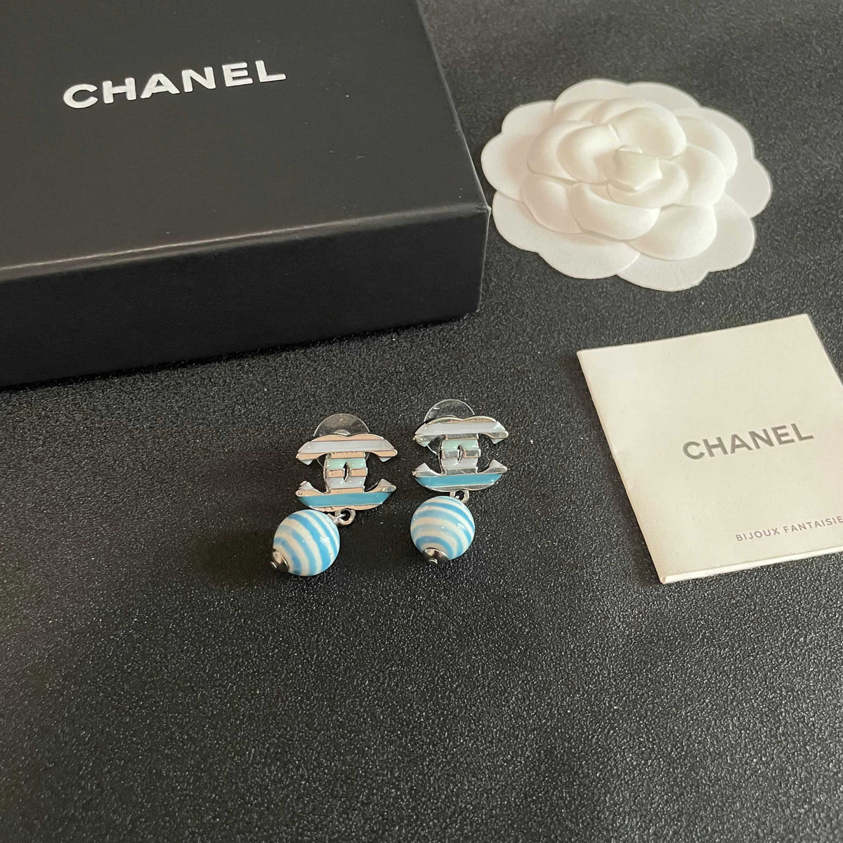 Double-C Emblem Statement Earrings in Polished Metal-Tone – Design 031 styled product view
