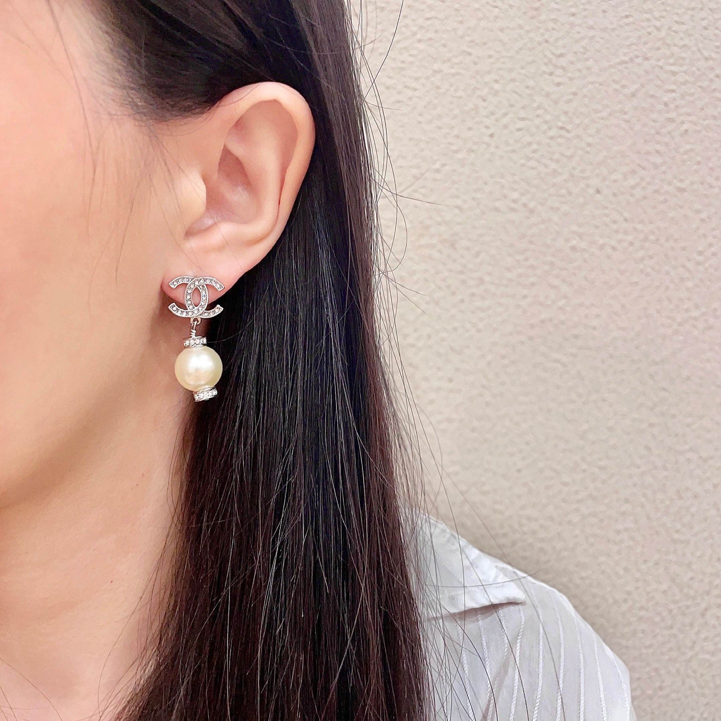 Signature Emblem Stud Earrings in Polished Metal-Tone – Design 039 detail view