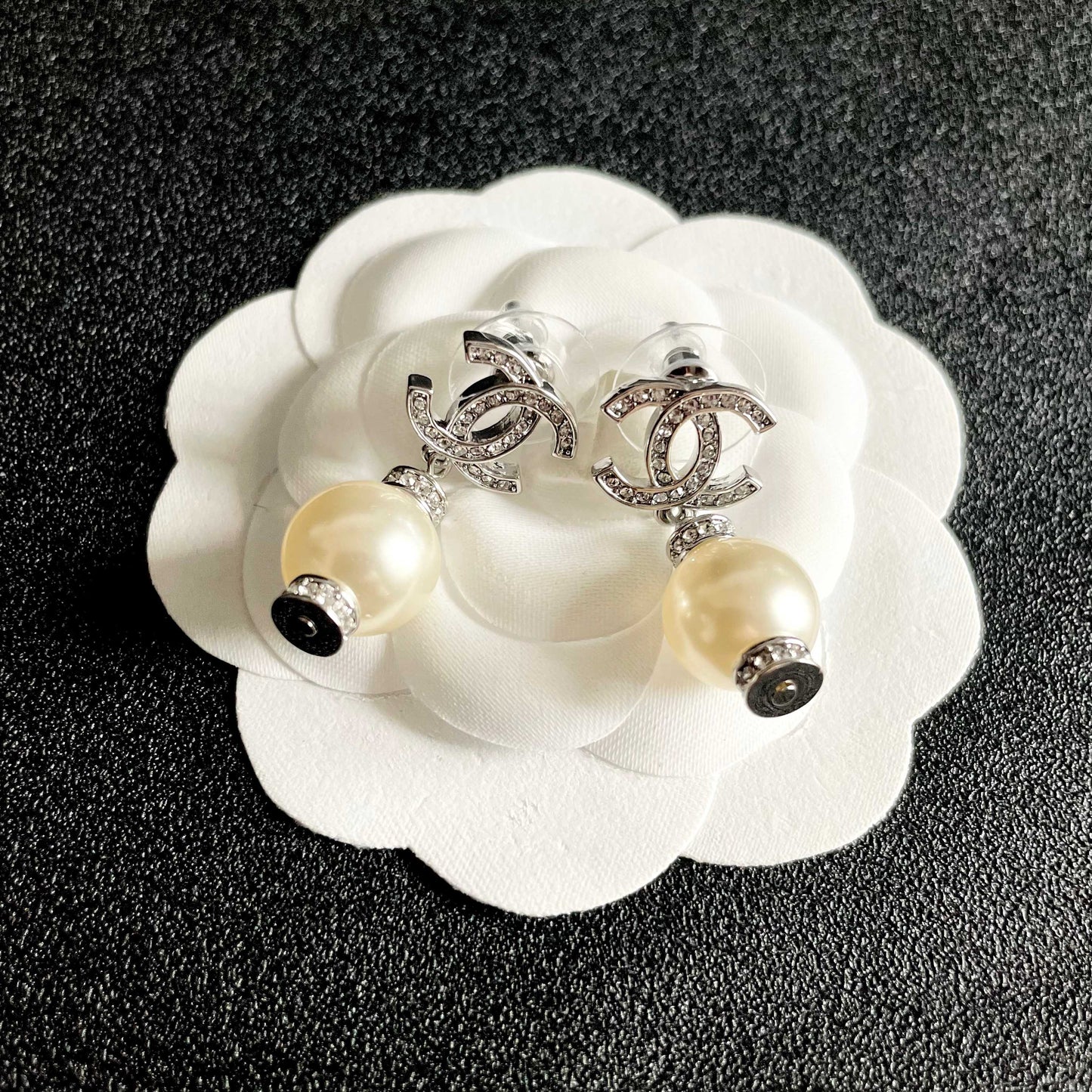 Signature Emblem Stud Earrings in Polished Metal-Tone – Design 039 front product view