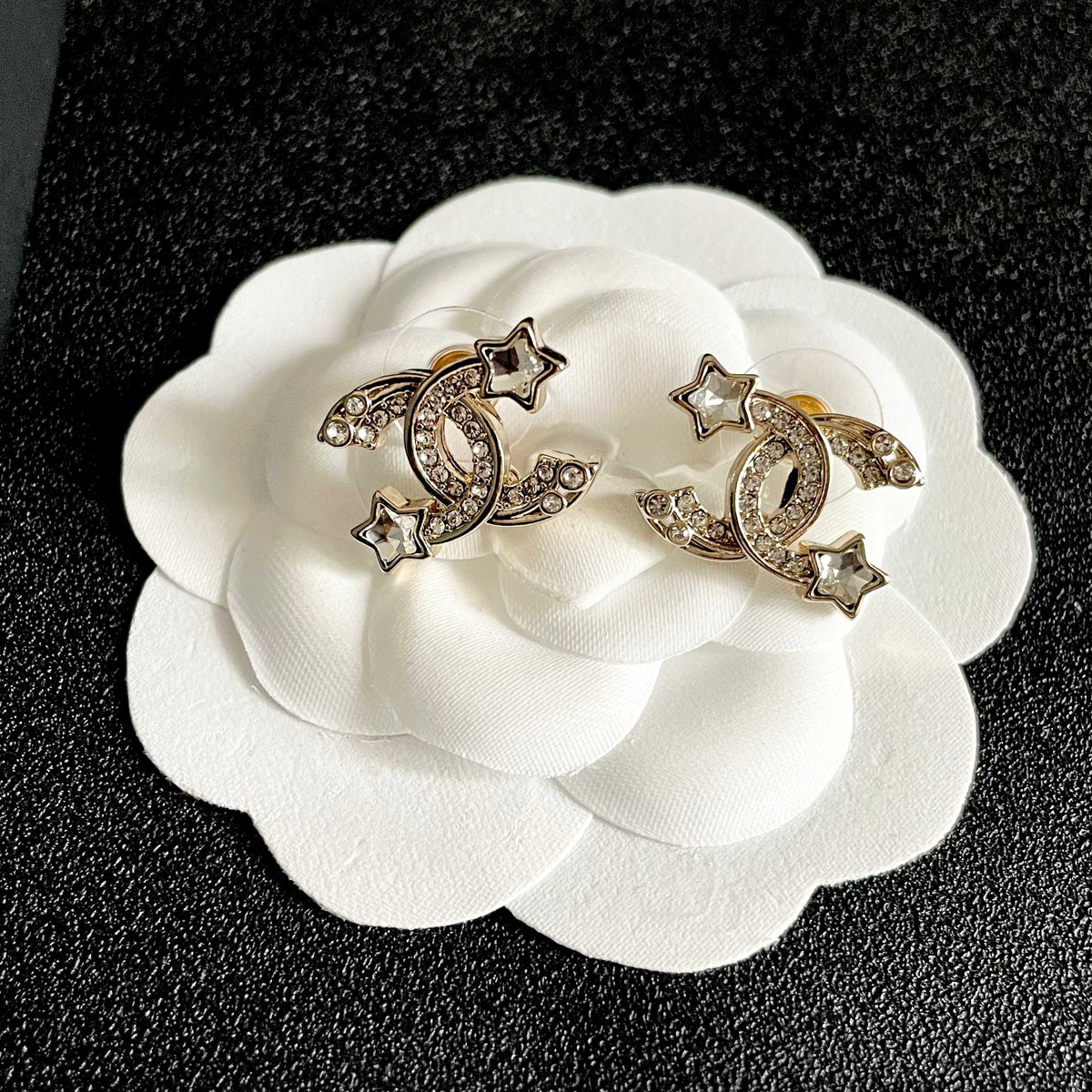 Signature Emblem Stud Earrings in Polished Metal-Tone – Design 035 front product view