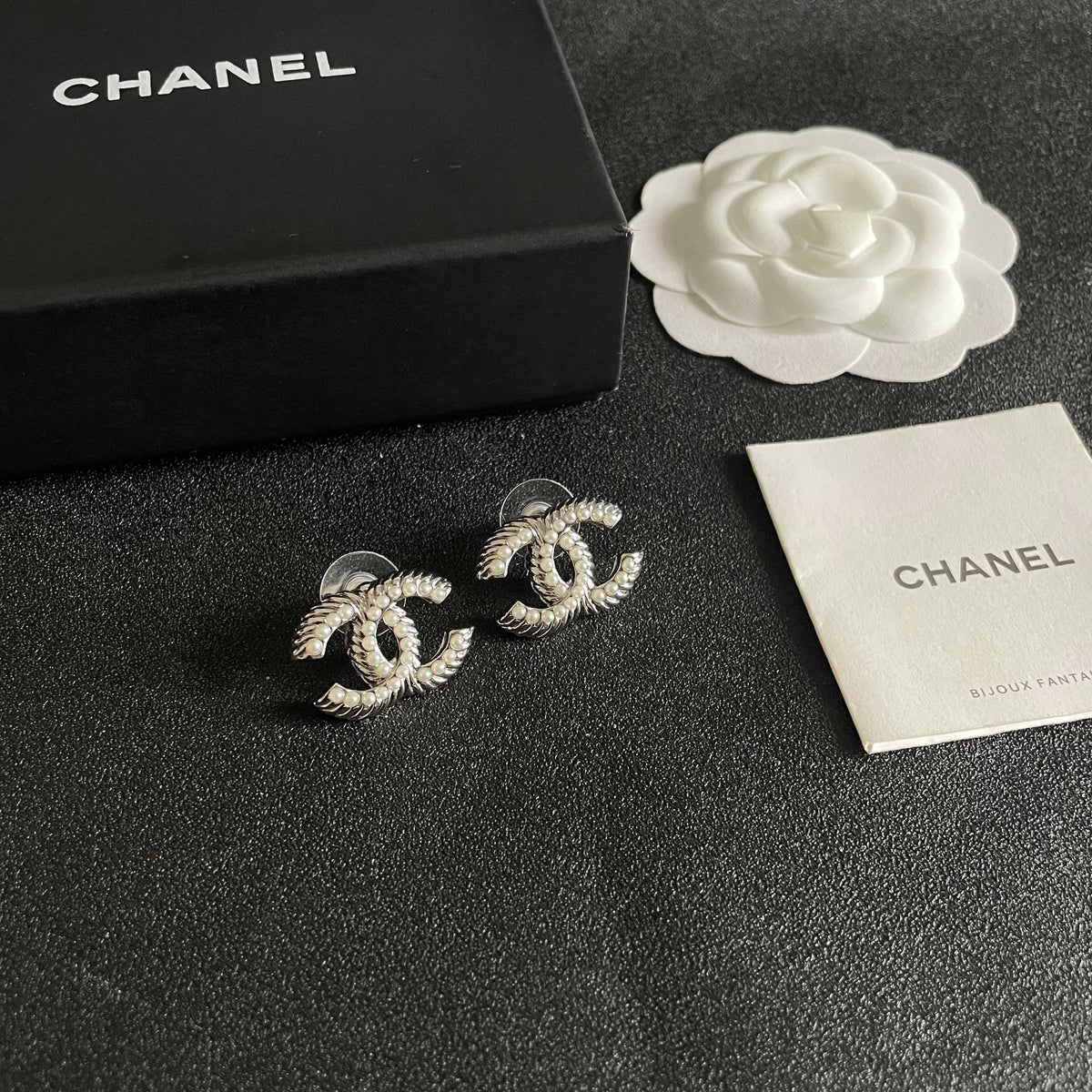 Signature Emblem Stud Earrings in Polished Metal-Tone – Design 034 styled product view
