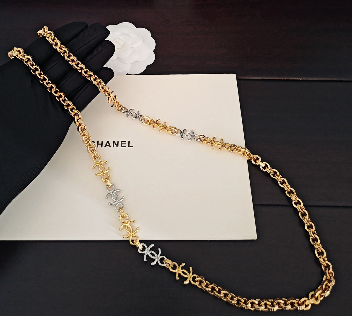 Signature Emblem Pendant Necklace in Gold-Tone – Design 058 main product view