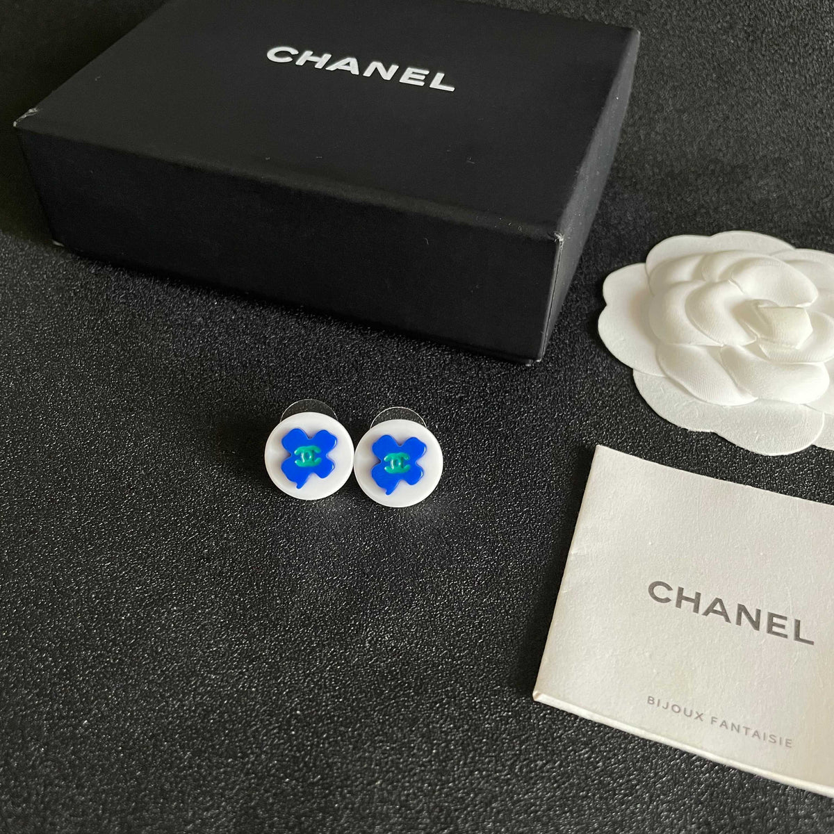 Camellia Stud Earrings in Polished Metal-Tone – Camellia Detail – Design 042 close-up detail