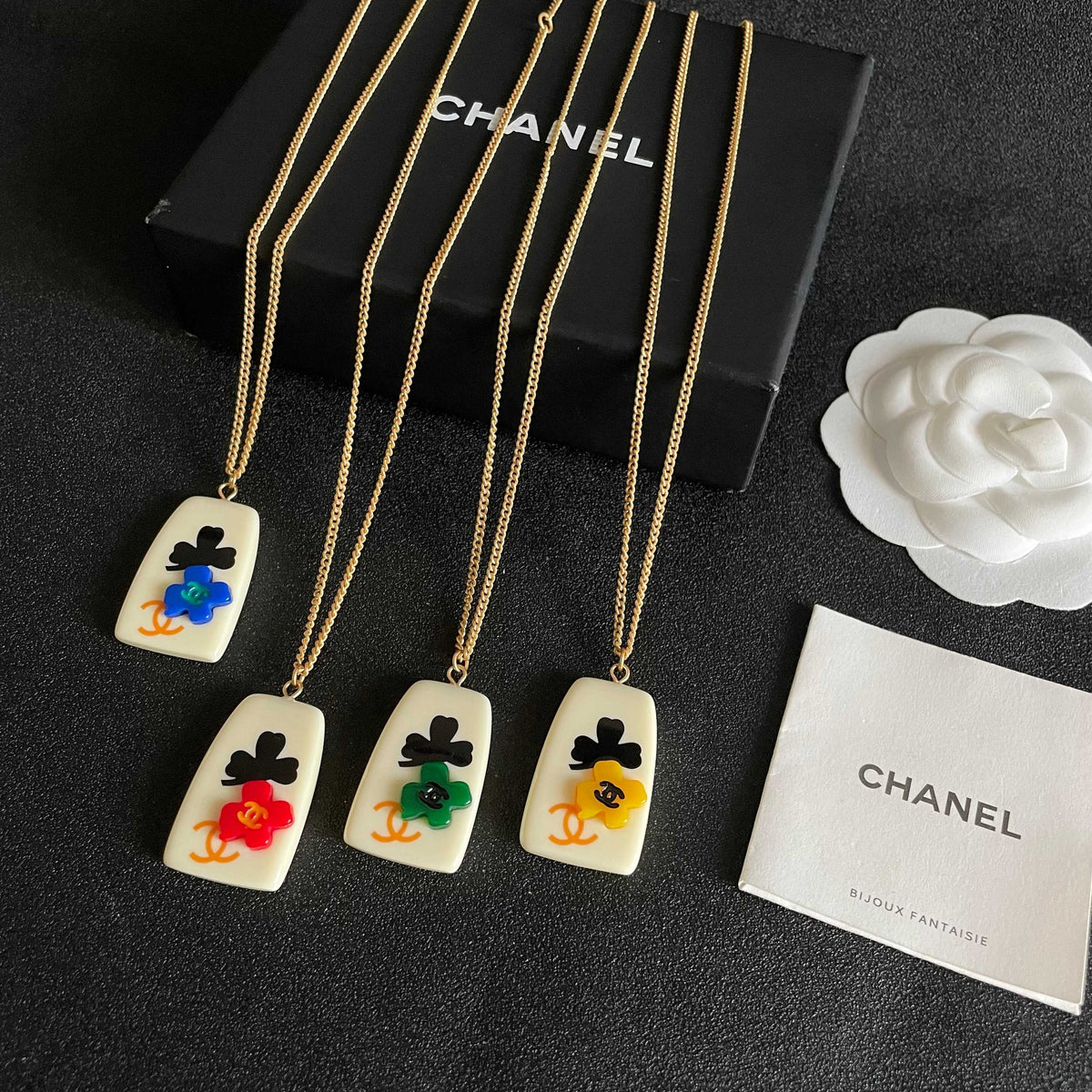 Camellia Pendant Necklace in Polished Metal-Tone – Camellia Detail – Design 020 side detail