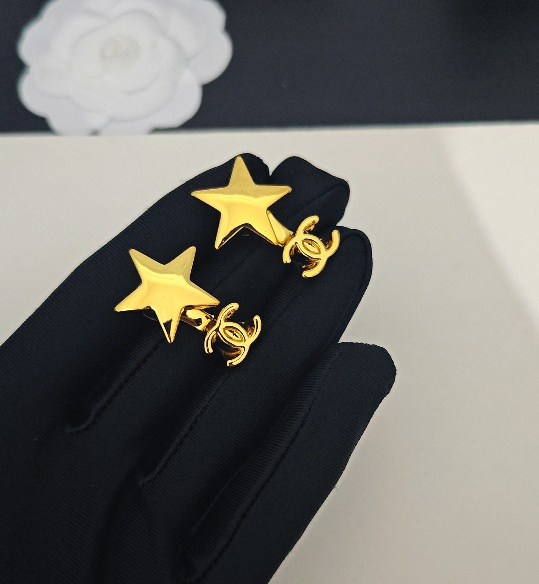 Signature Emblem Statement Earrings in Gold-Tone – Design 002 detail view