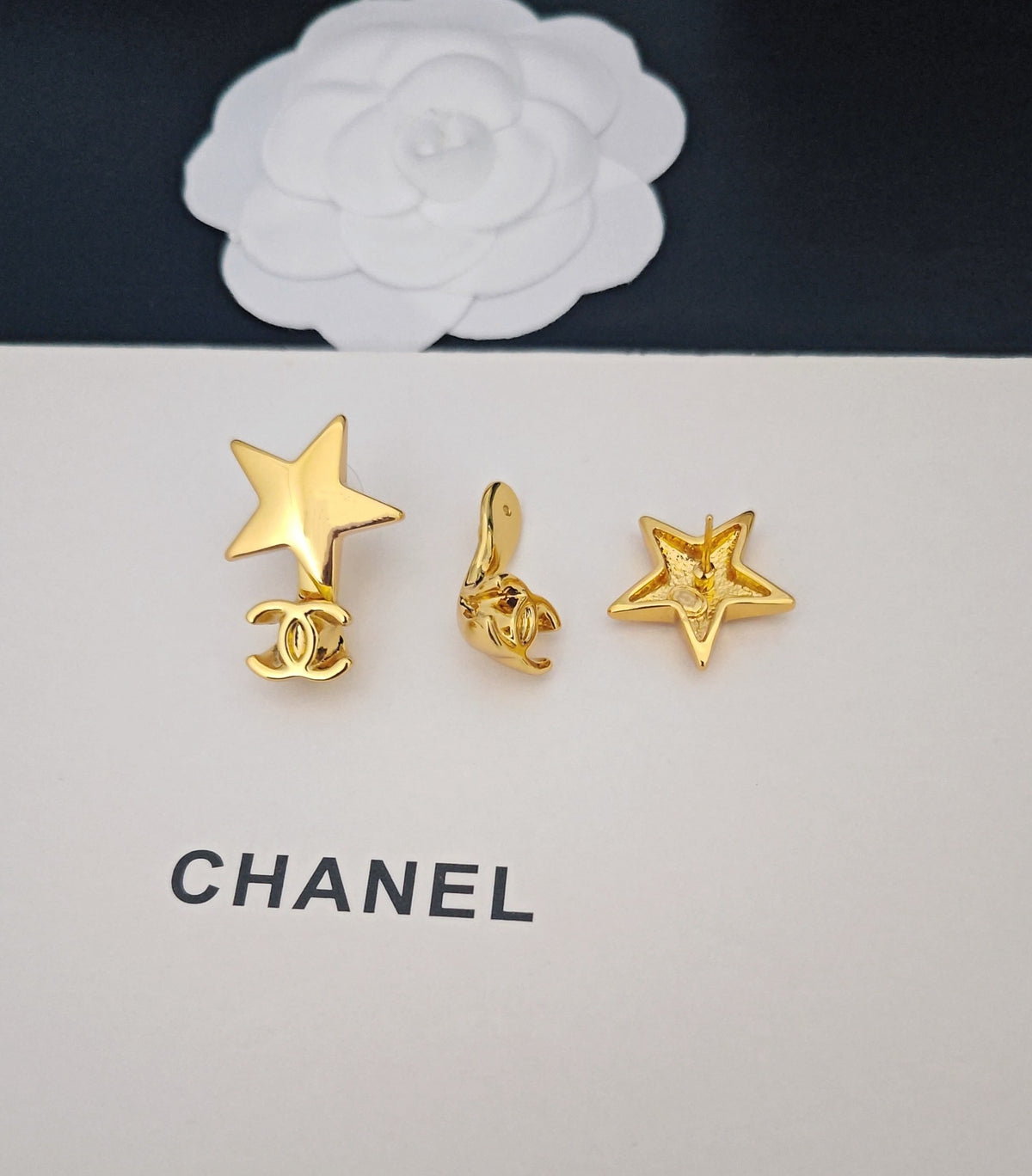 Signature Emblem Statement Earrings in Gold-Tone – Design 028 styled product view