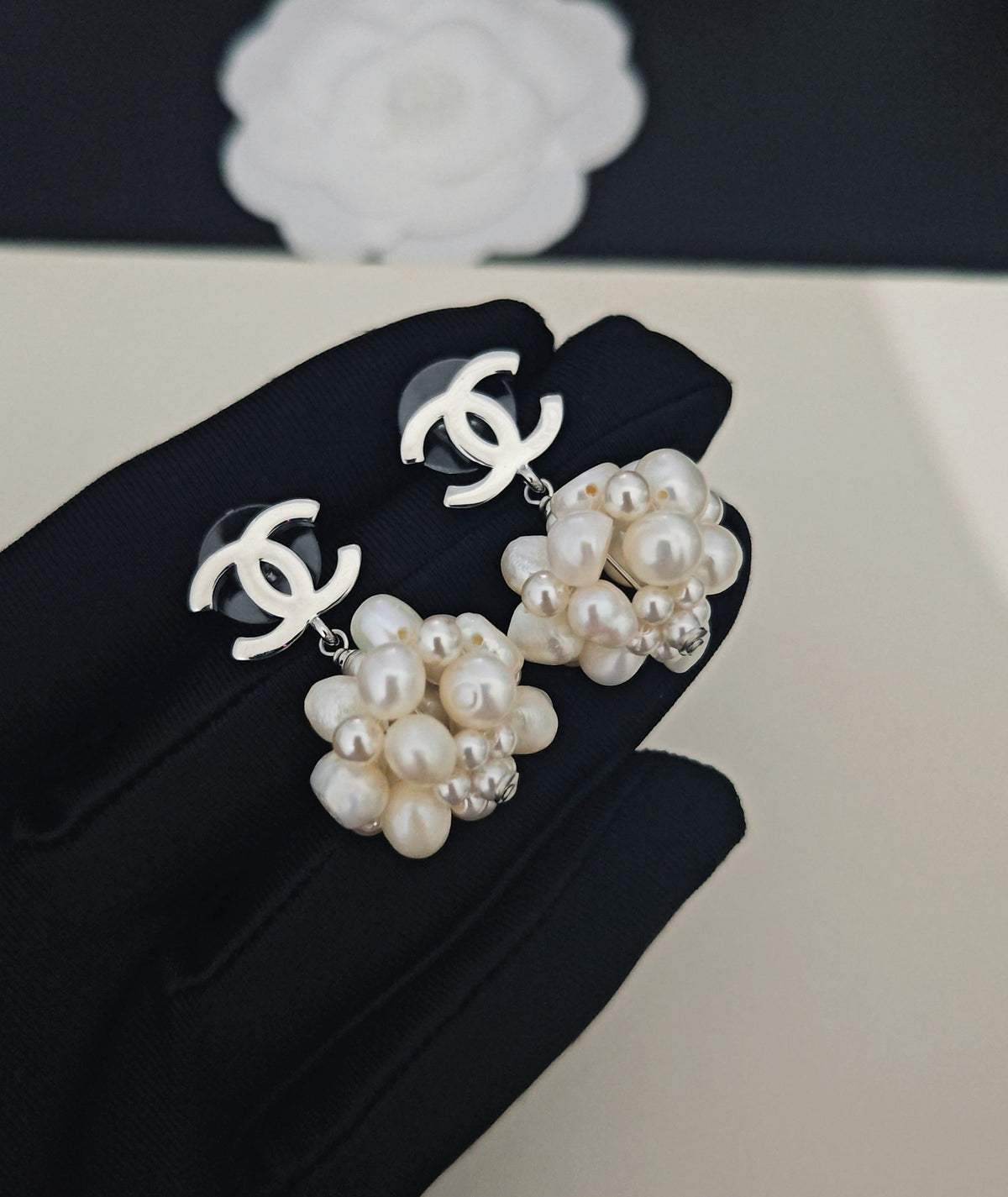 Pearl Pearl-Detail Statement Earrings – Pearl Detail – Design 011 detail view