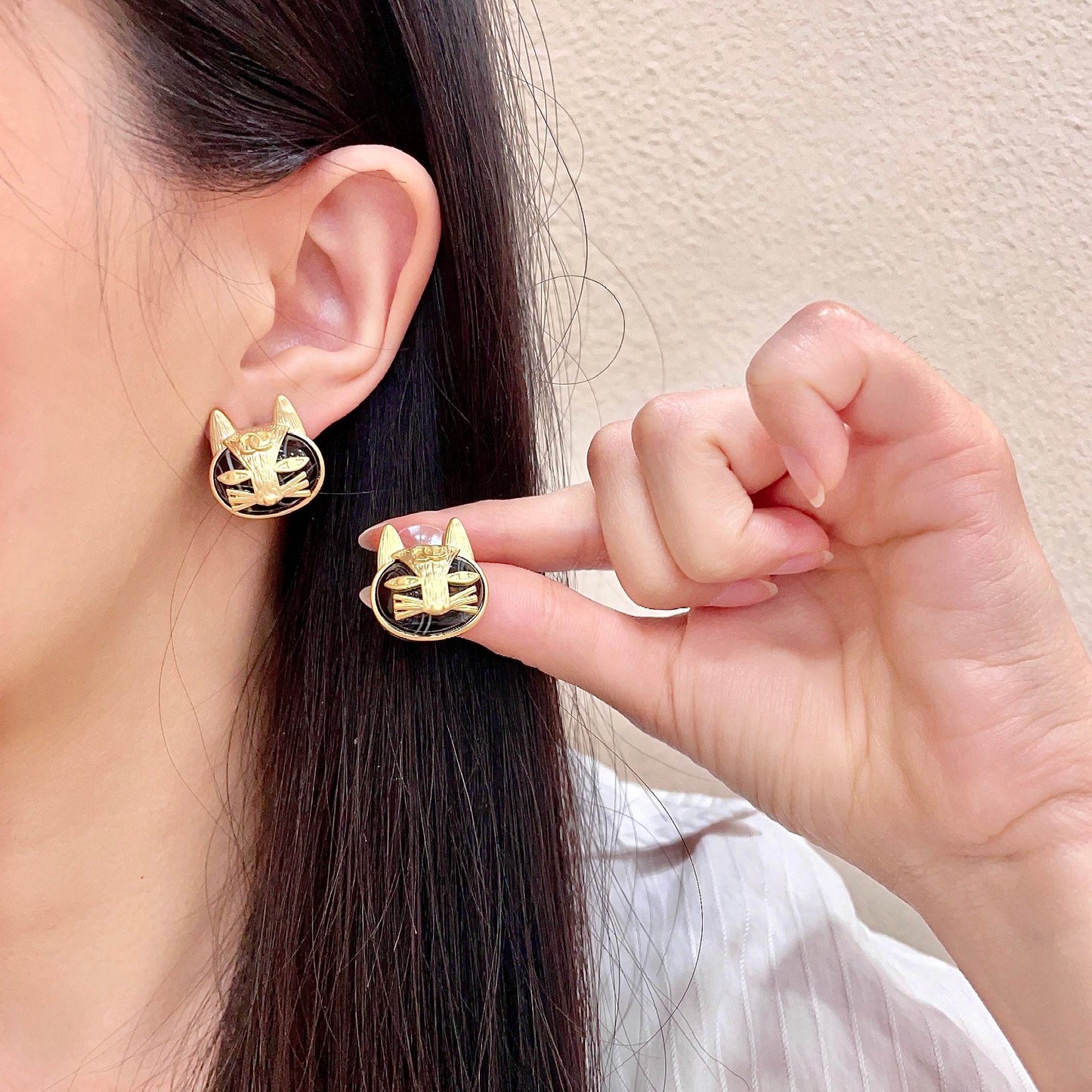 Signature Emblem Stud Earrings in Polished Metal-Tone – Design 076 main product view