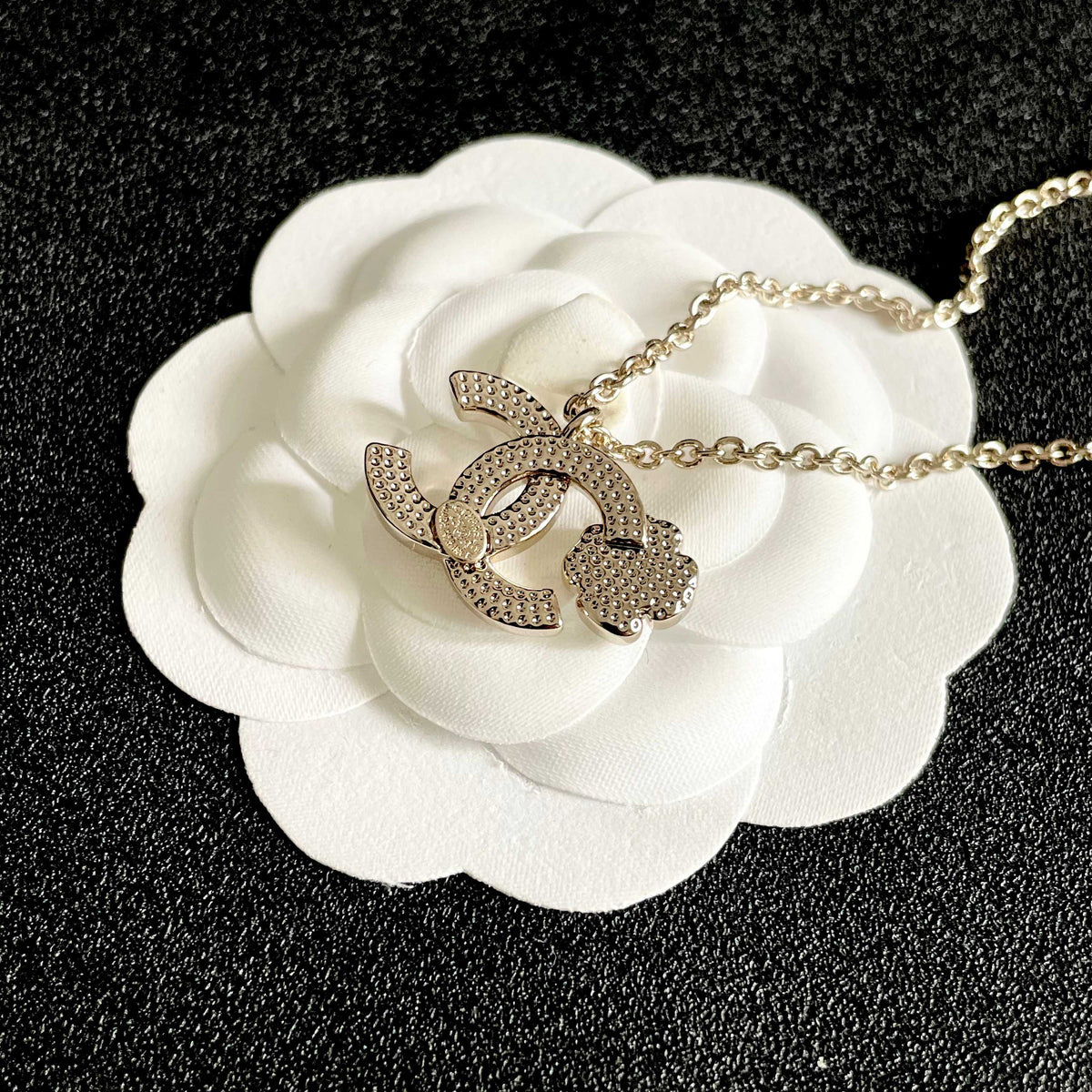 Signature Emblem Pendant Necklace in Polished Metal-Tone – Design 077 front product view
