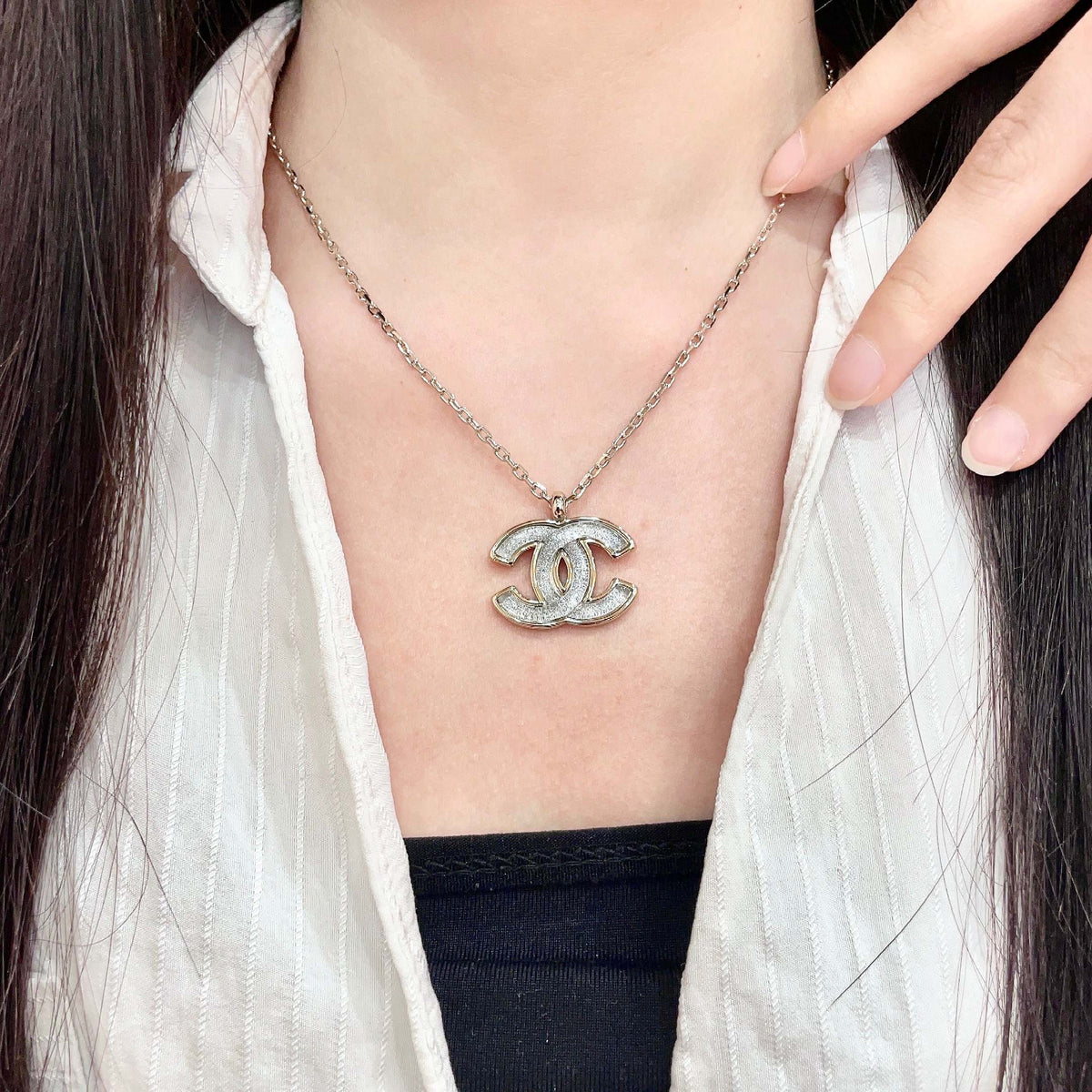 Signature Emblem Pendant Necklace in Polished Metal-Tone – Design 076 main product view
