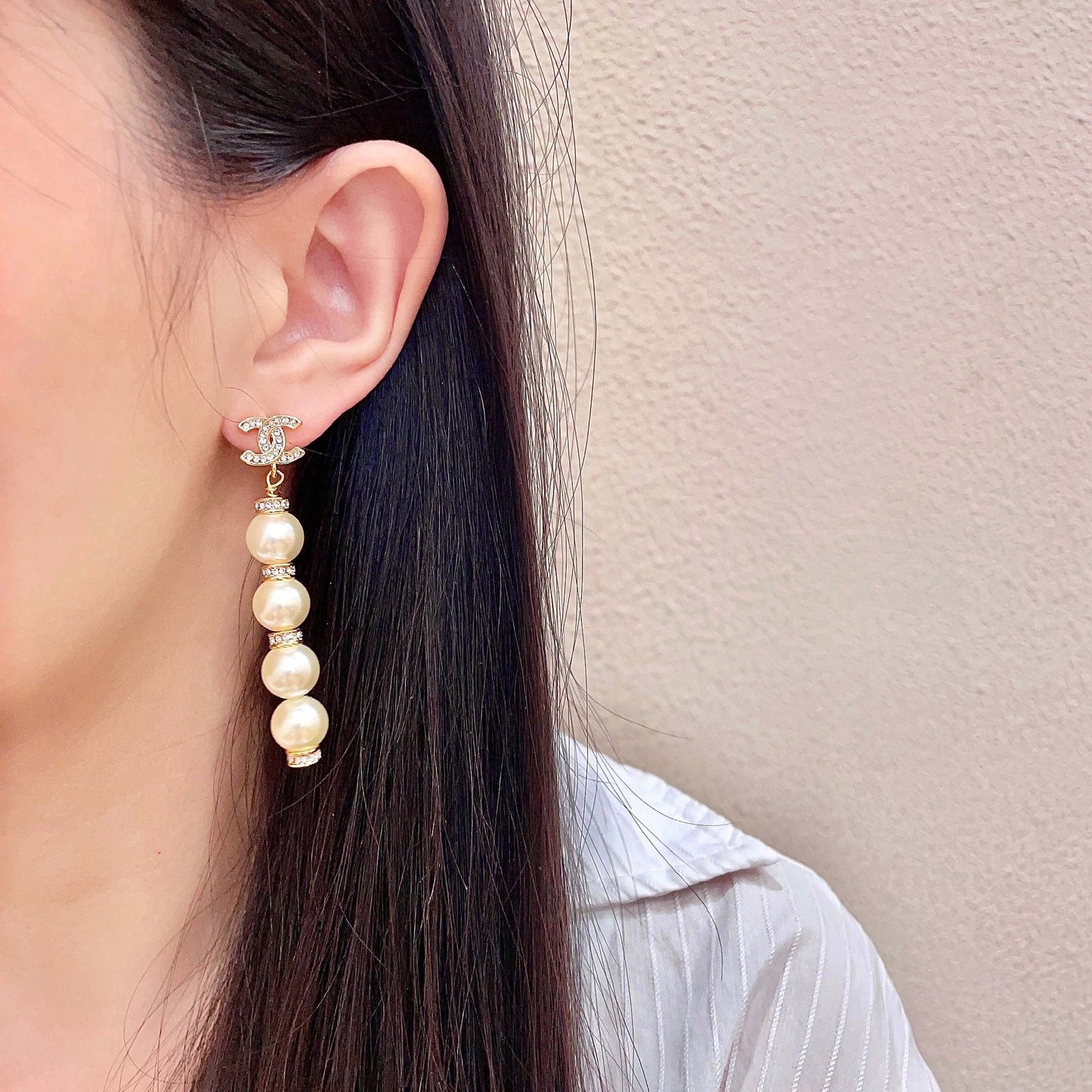 Signature Emblem Stud Earrings in Polished Metal-Tone – Design 075 detail view