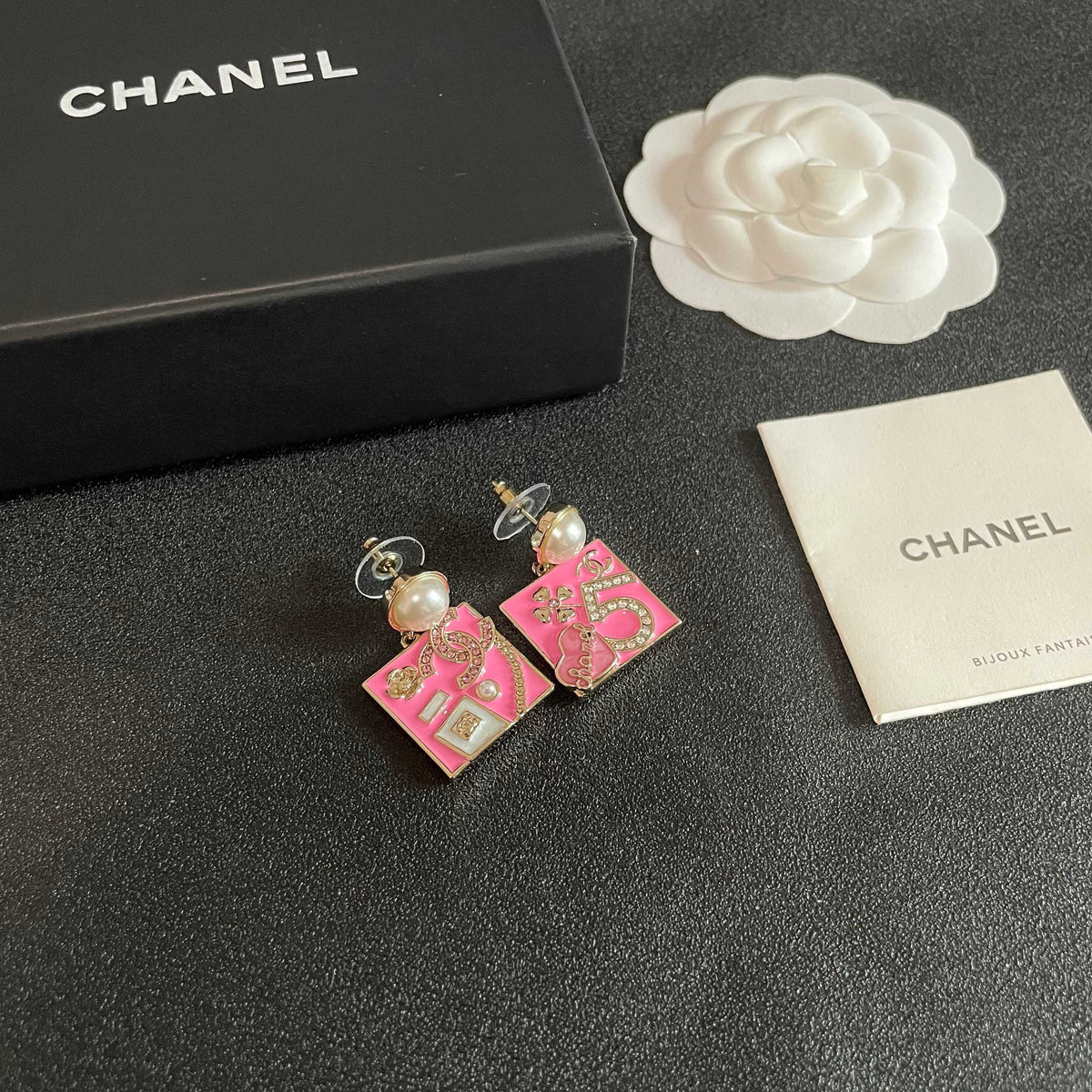 Double-C Emblem Statement Earrings in Polished Metal-Tone – Design 003 styled product view