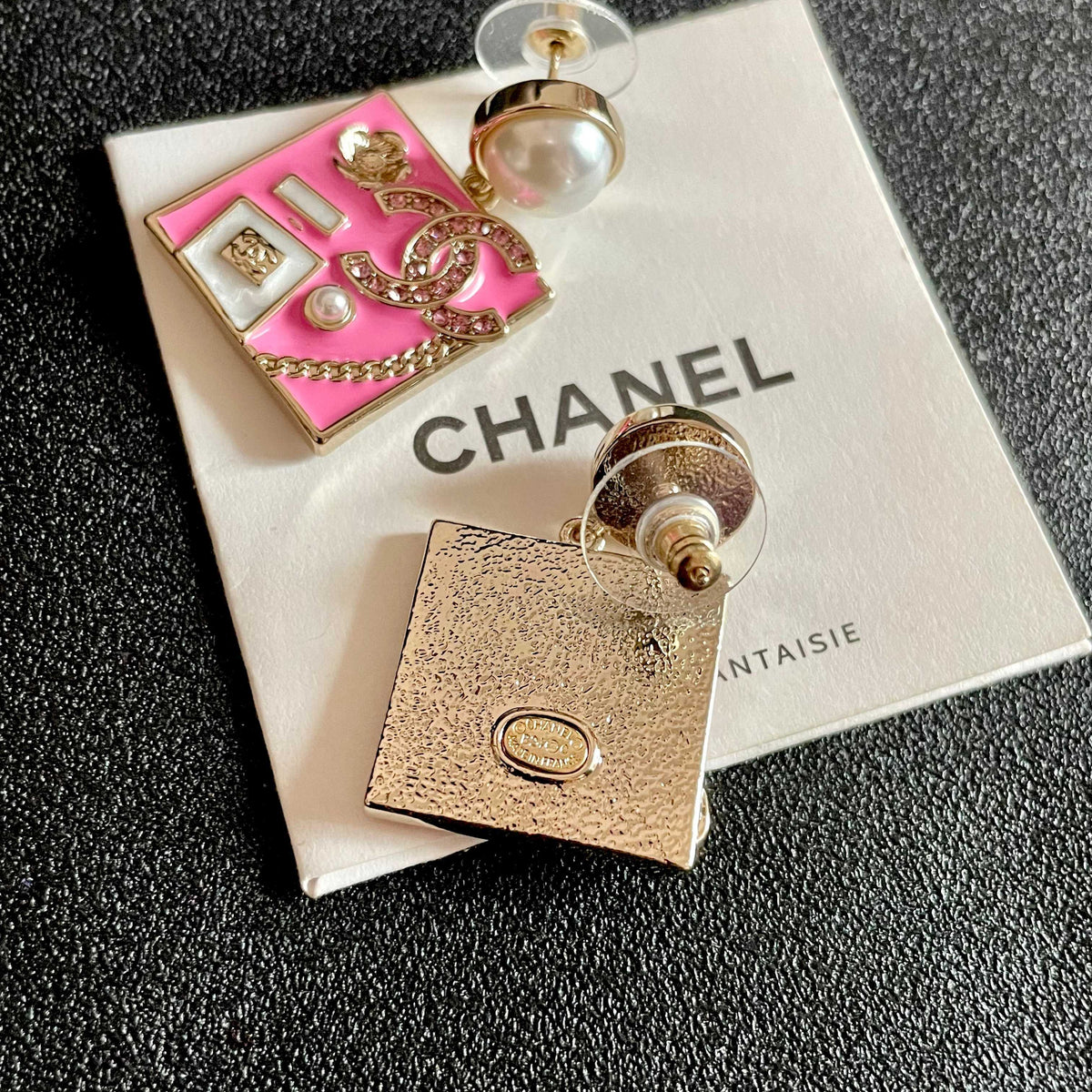 Double-C Emblem Statement Earrings in Polished Metal-Tone – Design 003 main product view