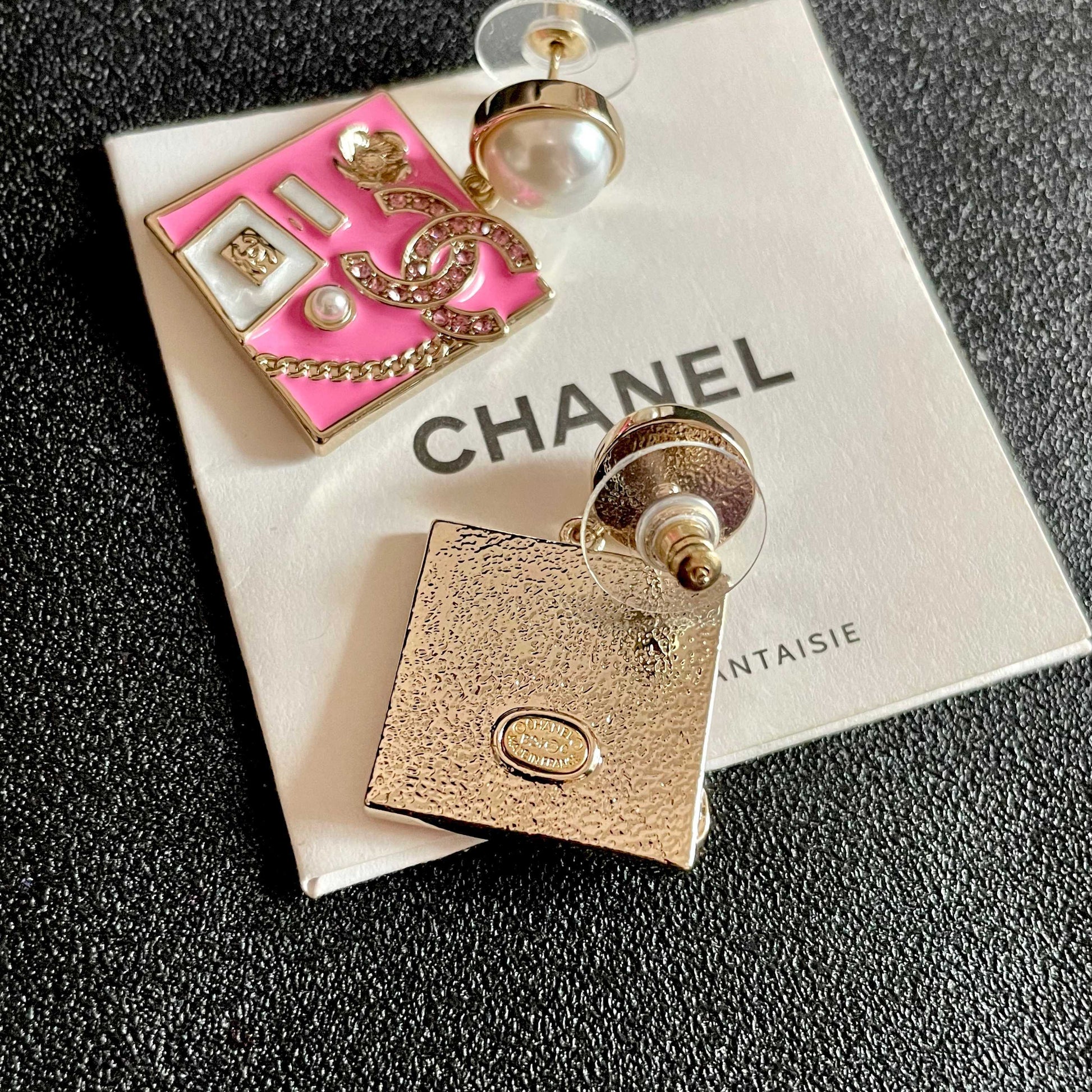 Double-C Emblem Statement Earrings in Polished Metal-Tone – Design 003 main product view