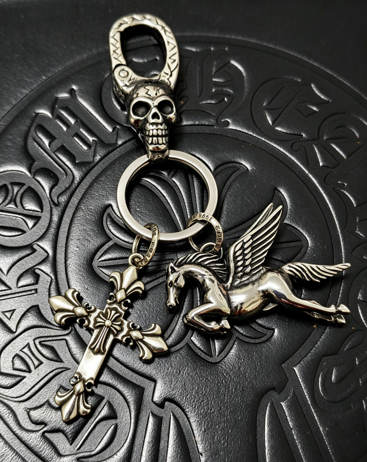 Signature Emblem Jewelry Accessory in Polished Metal-Tone – Black Detail – Design 002 main product view