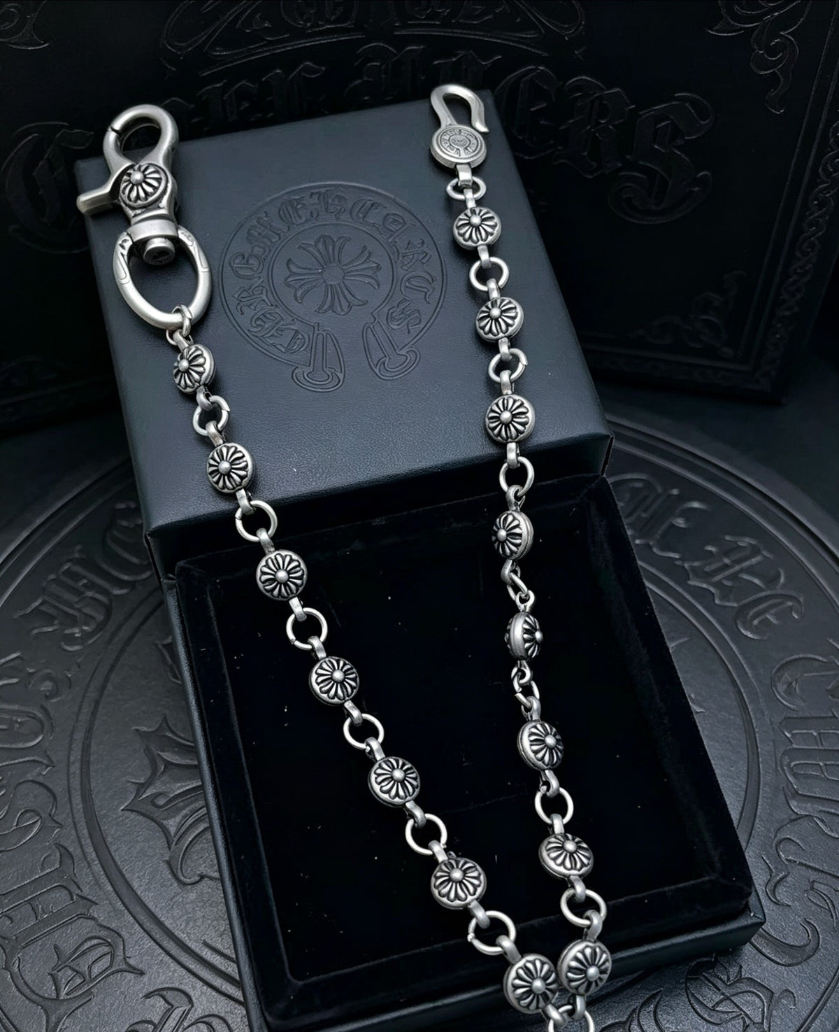Signature Emblem Pendant Necklace in Polished Metal-Tone – Design 045 side detail