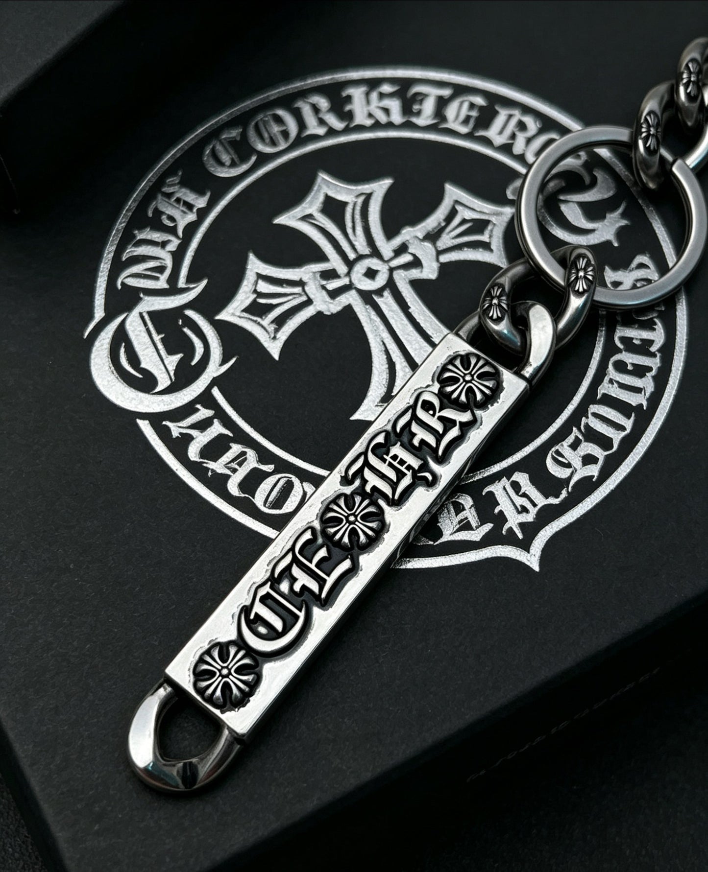 Signature Emblem Jewelry Accessory in Polished Metal-Tone – Design 061 front product view