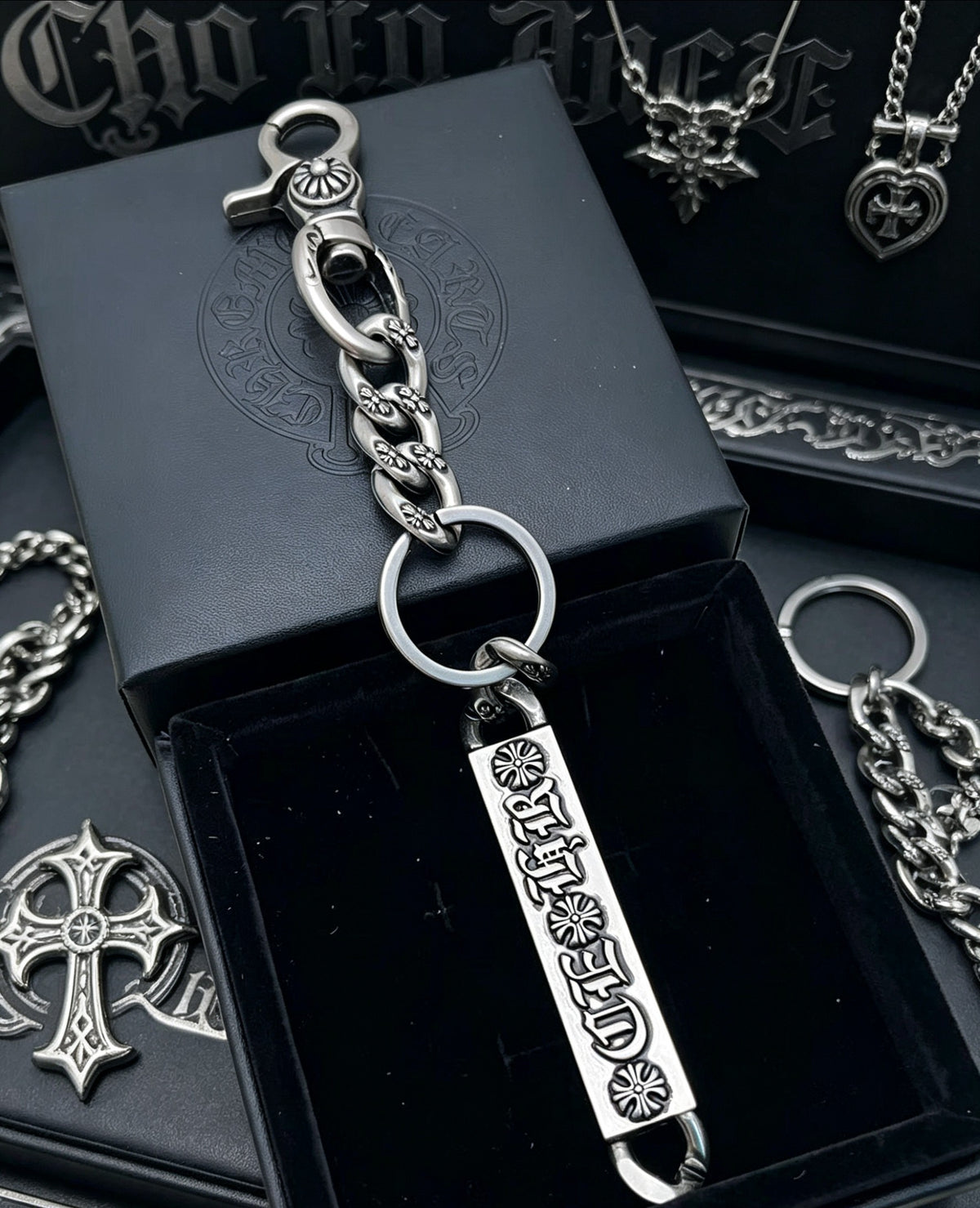 Signature Emblem Jewelry Accessory in Polished Metal-Tone – Design 061 detail view