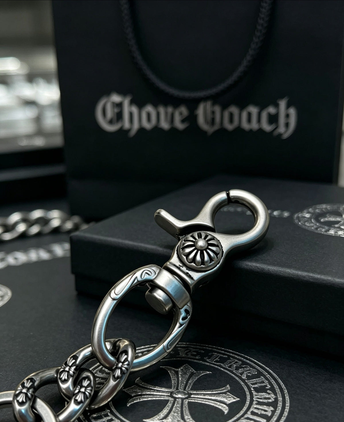 Signature Emblem Jewelry Accessory in Polished Metal-Tone – Design 021 styled product view