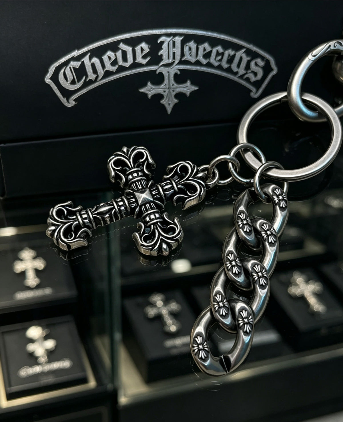 Signature Emblem Pendant in Polished Metal-Tone – Design 005 close-up detail