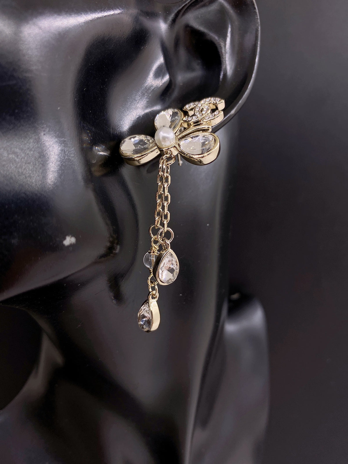 Signature Emblem Crystal-Accent Statement Earrings – Design 005 front product view