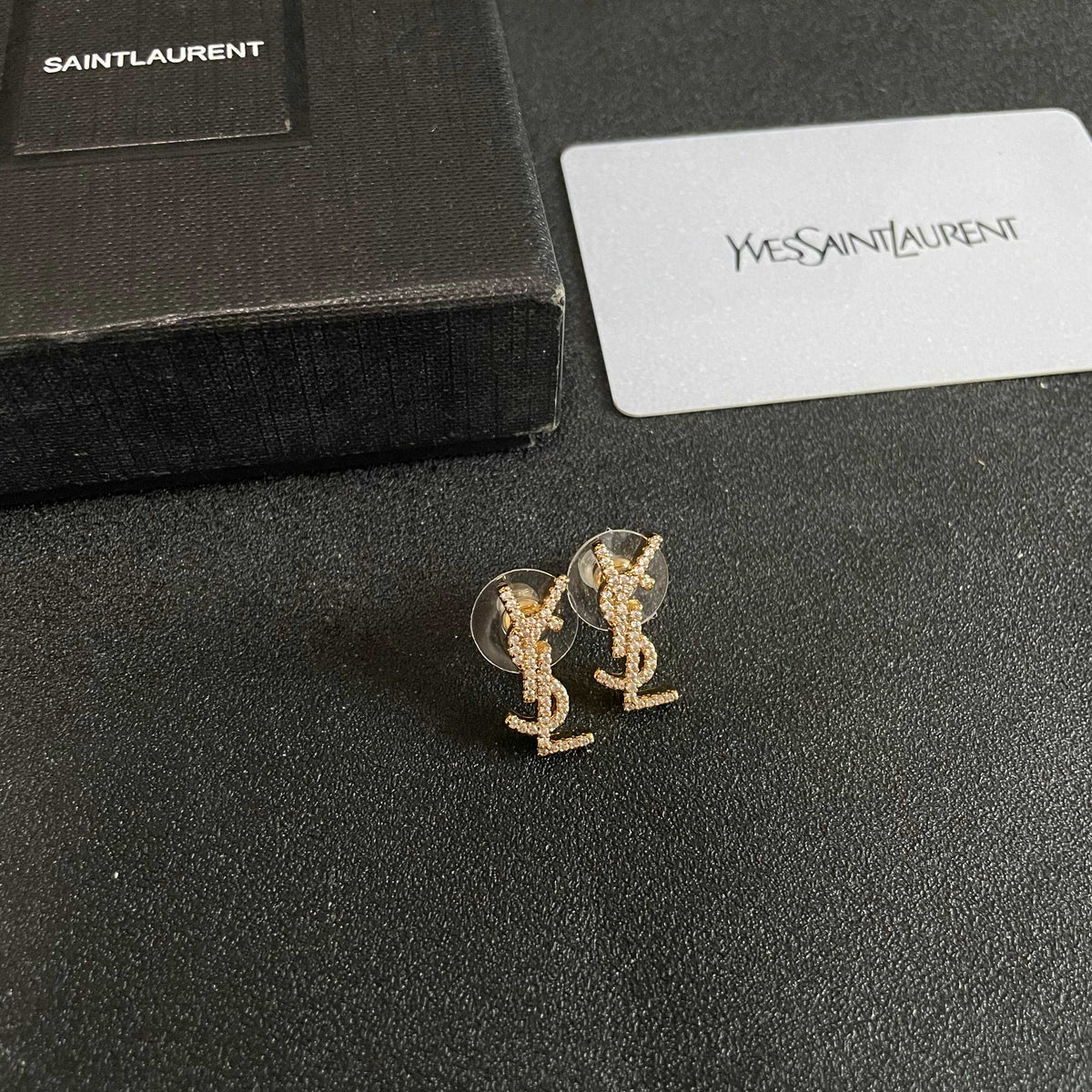 Signature Emblem Stud Earrings in Silver-Tone – Design 024 styled product view