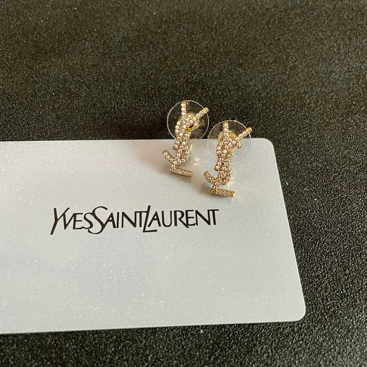 Signature Emblem Stud Earrings in Silver-Tone – Design 024 front product view
