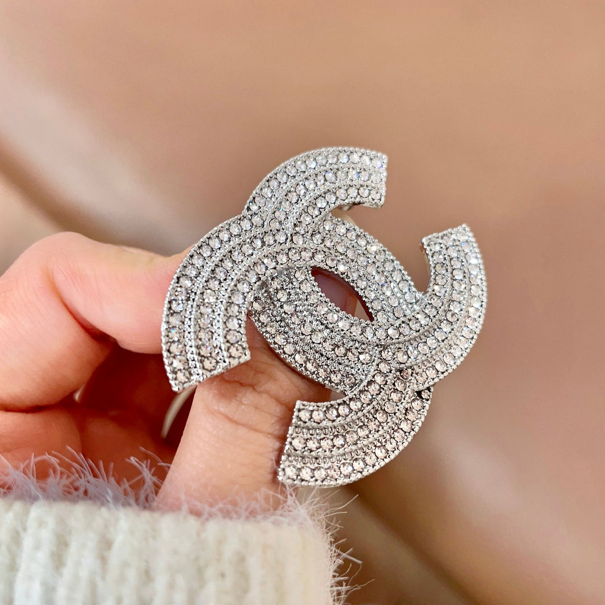 Signature Emblem Brooch in Polished Metal-Tone – Design 053 detail view