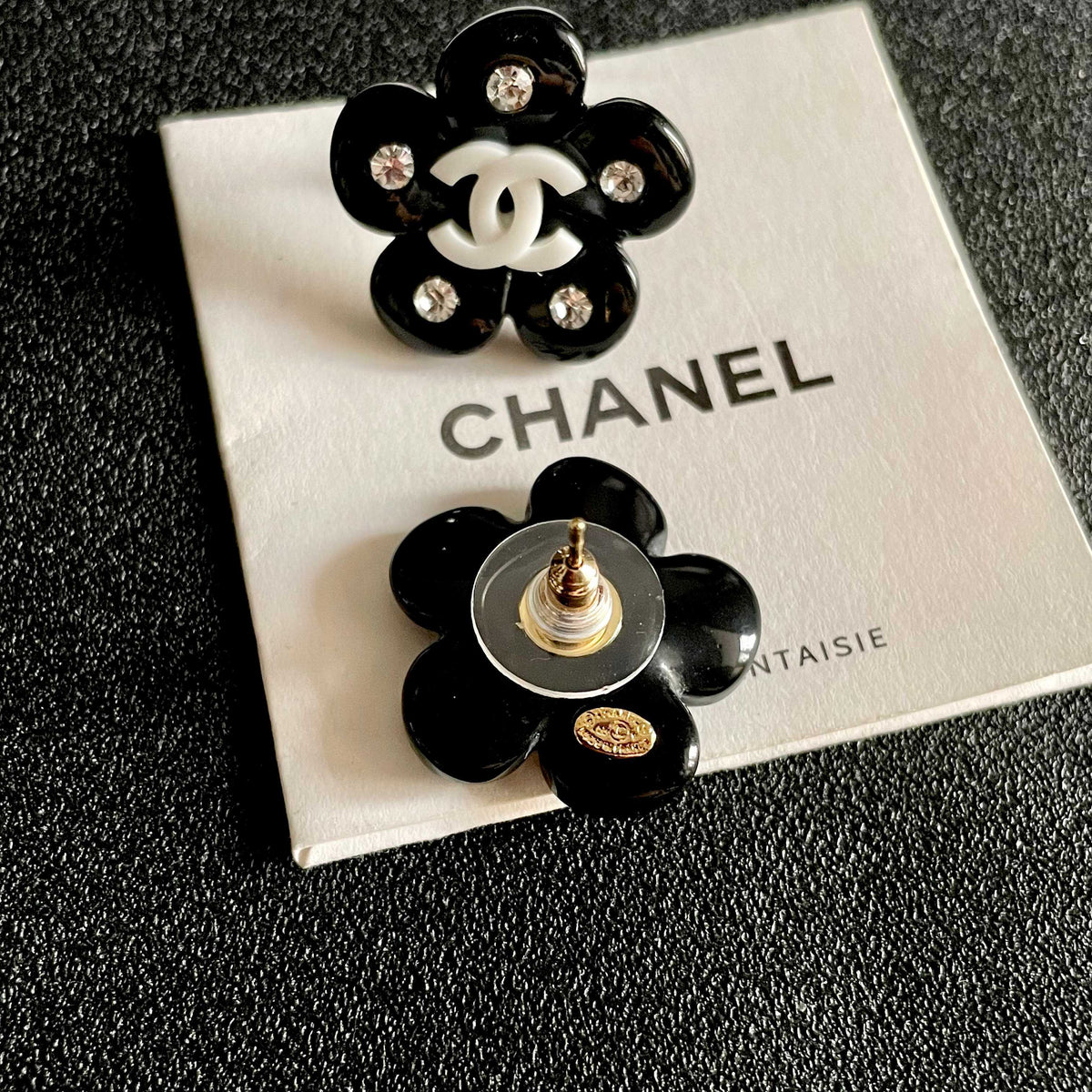 Camellia Stud Earrings in Polished Metal-Tone – Camellia Detail – Design 047 main product view