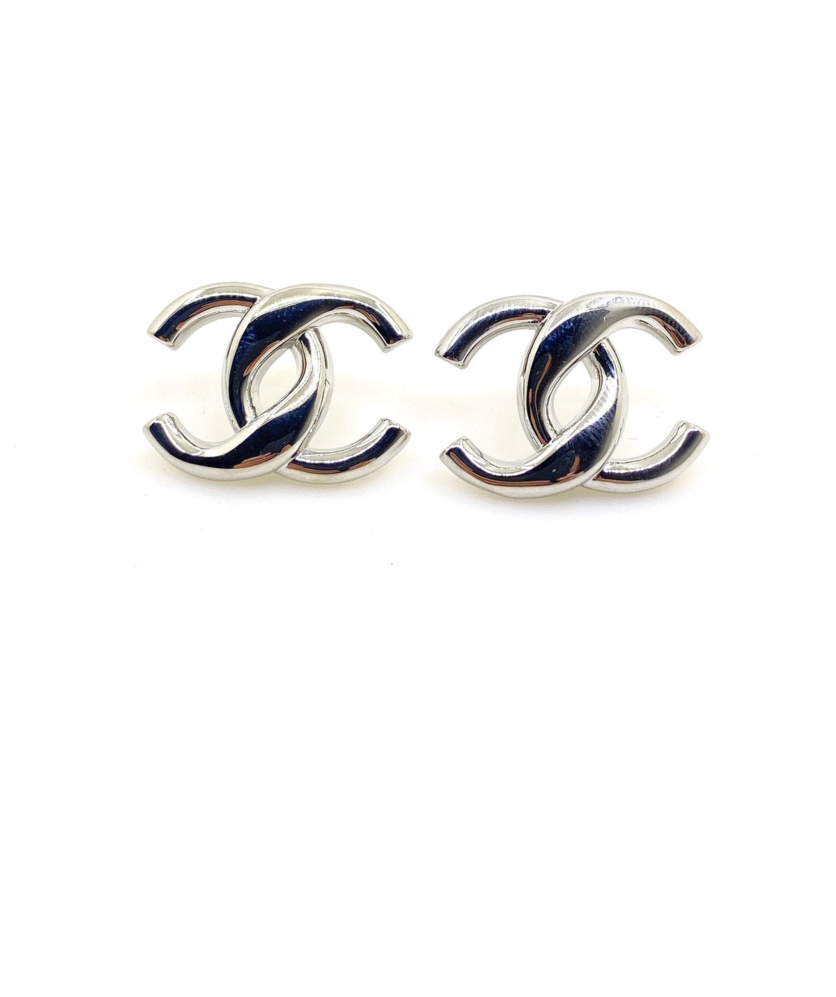 Signature Emblem Stud Earrings in Gold-Tone – White Detail – Design 007 main product view