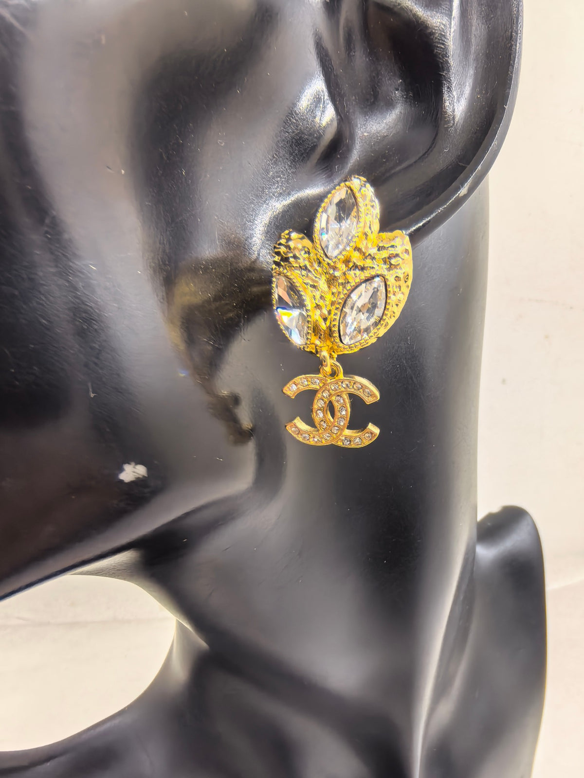 Signature Emblem Crystal-Accent Statement Earrings – Design 008 front product view
