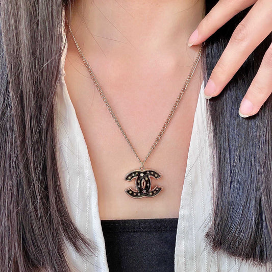 Signature Emblem Pendant Necklace in Polished Metal-Tone – Design 104 main product view