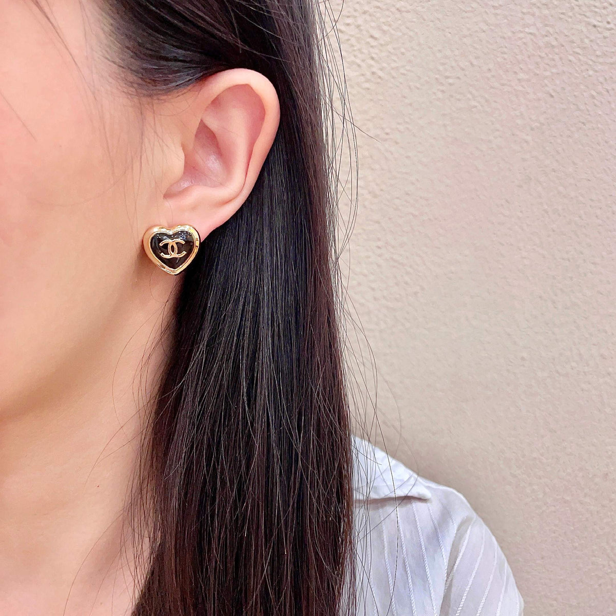 Signature Emblem Stud Earrings in Polished Metal-Tone – Design 097 detail view