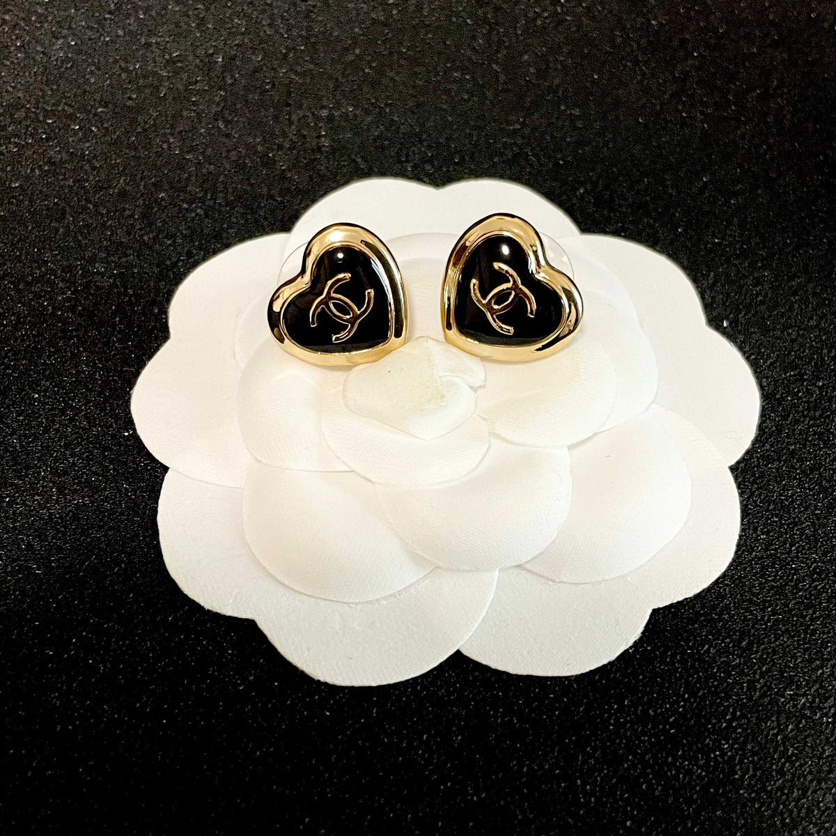 Signature Emblem Stud Earrings in Polished Metal-Tone – Design 097 front product view