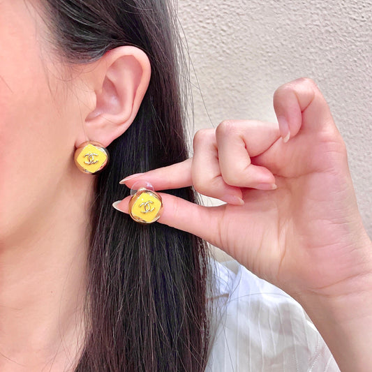 Signature Emblem Stud Earrings in Polished Metal-Tone – Design 094 main product view