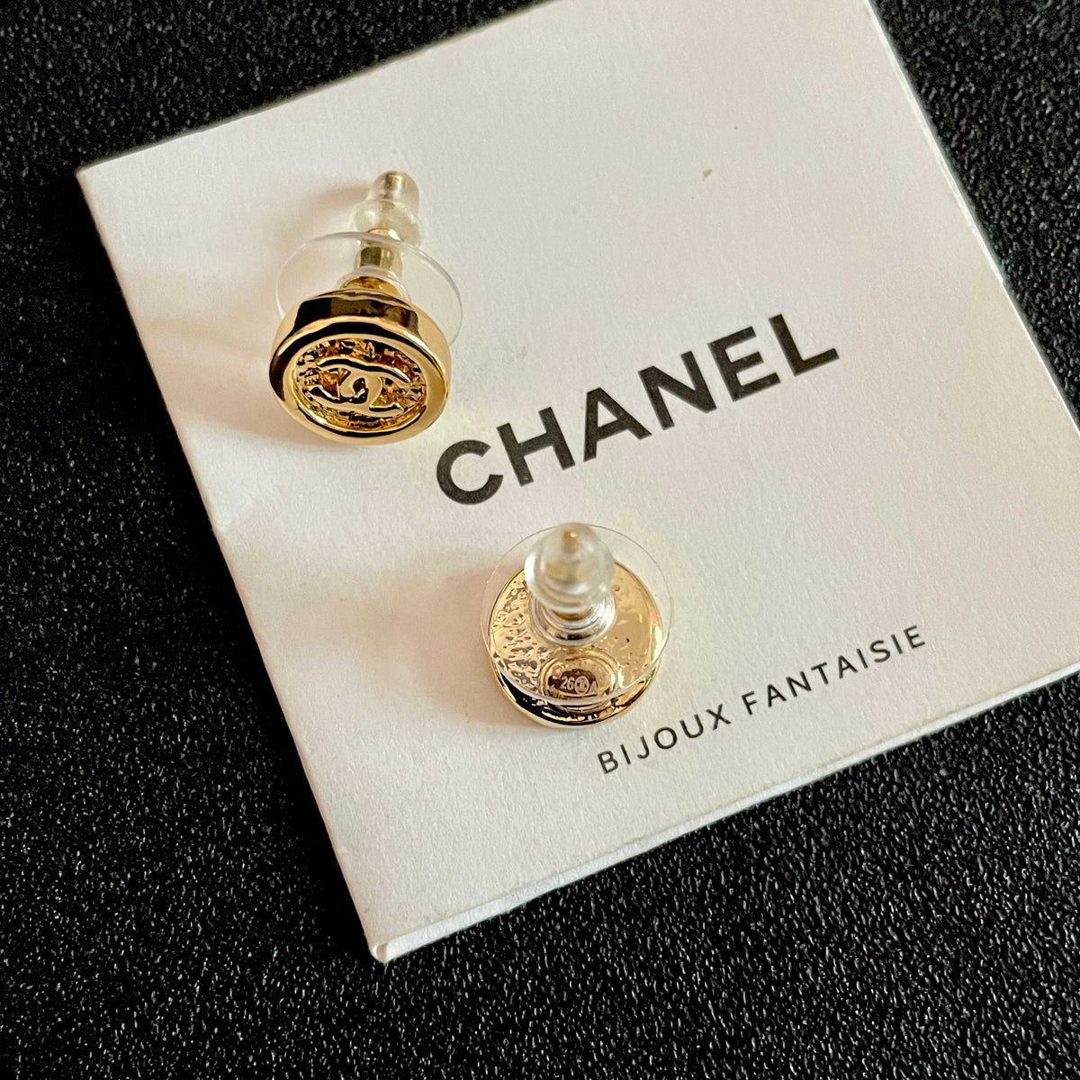 Signature Emblem Stud Earrings in Polished Metal-Tone – Design 093 main product view