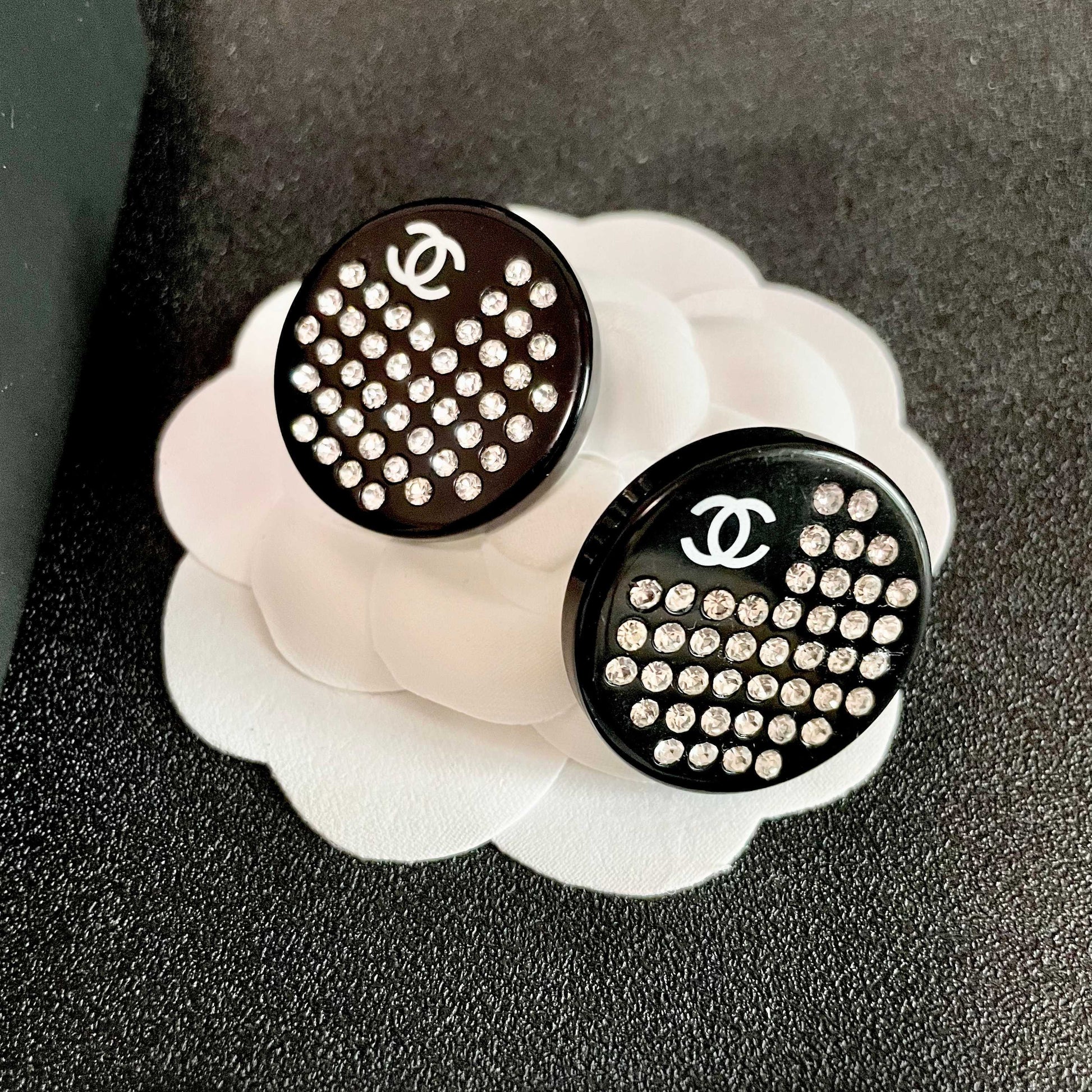 Double-C Emblem Crystal-Accent Stud Earrings – Design 062 front product view