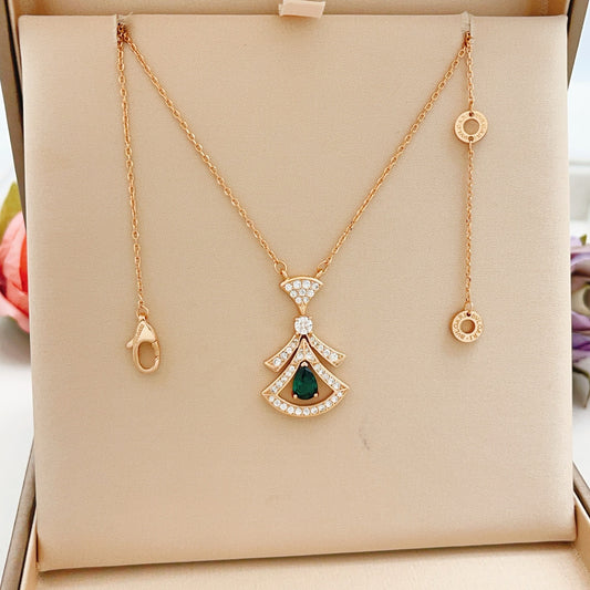 Geometric Emblem Pendant Necklace in Rose-Gold-Tone – Rose Gold Detail – Design 014 main product view