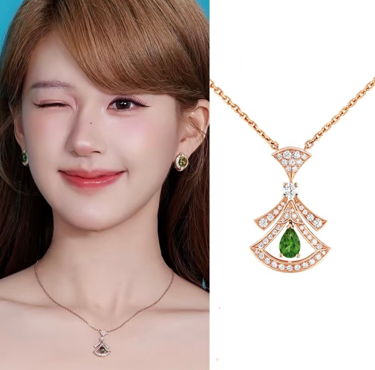 Geometric Emblem Pendant Necklace in Rose-Gold-Tone – Rose Gold Detail – Design 014 detail view