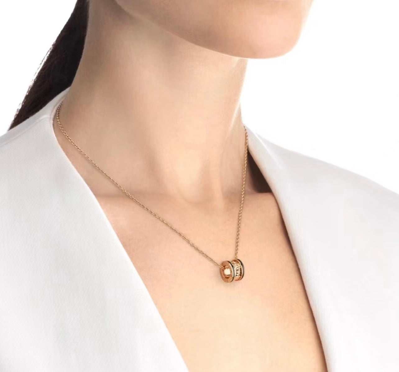 Geometric Emblem Pendant Necklace in Silver-Tone – Design 004 close-up detail