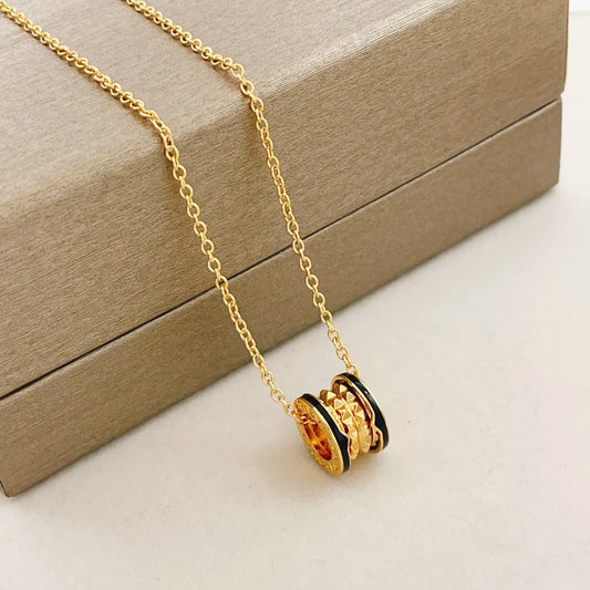 Geometric Emblem Pendant Necklace in Gold-Tone – Design 008 main product view