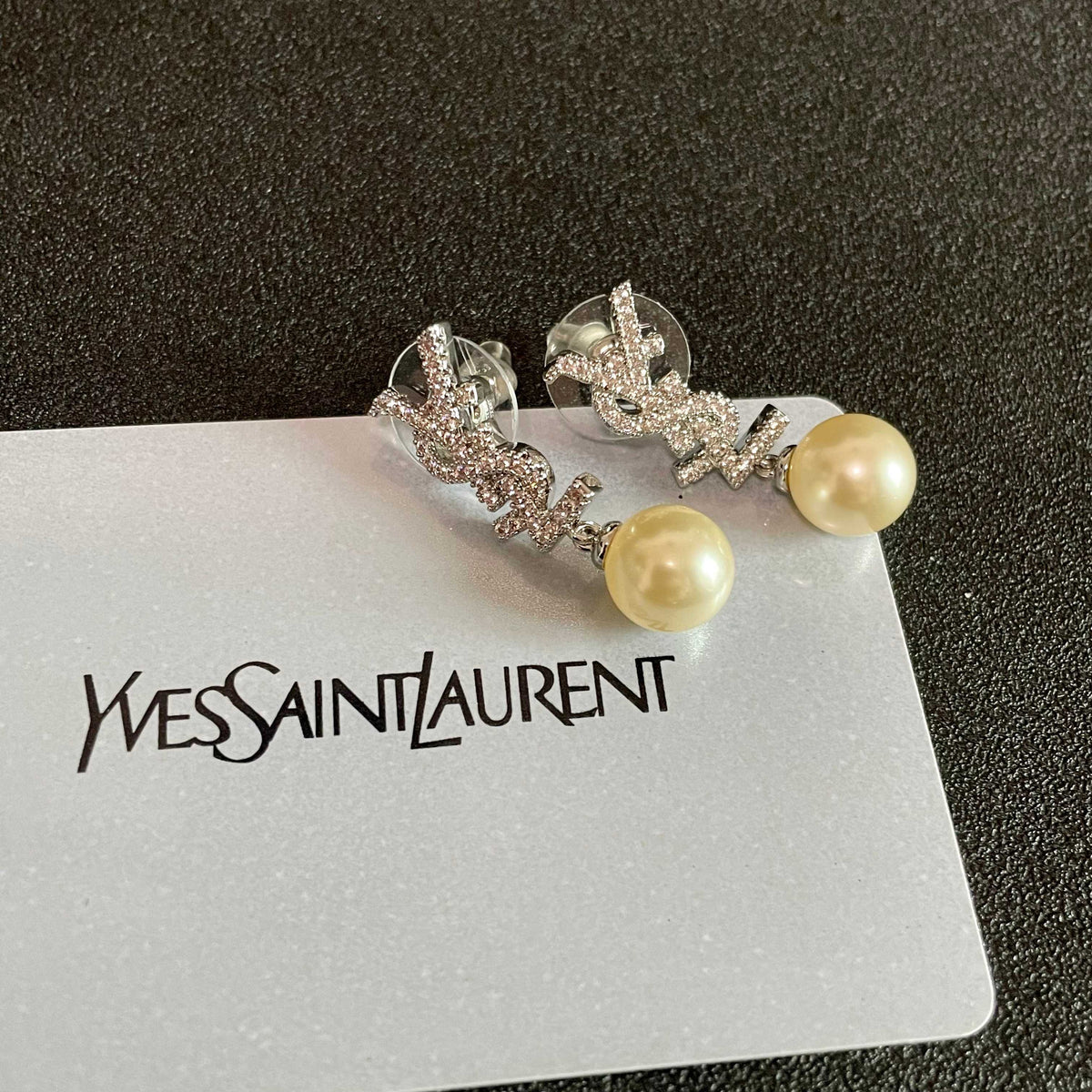 Signature Emblem Stud Earrings in Silver-Tone – Design 029 front product view