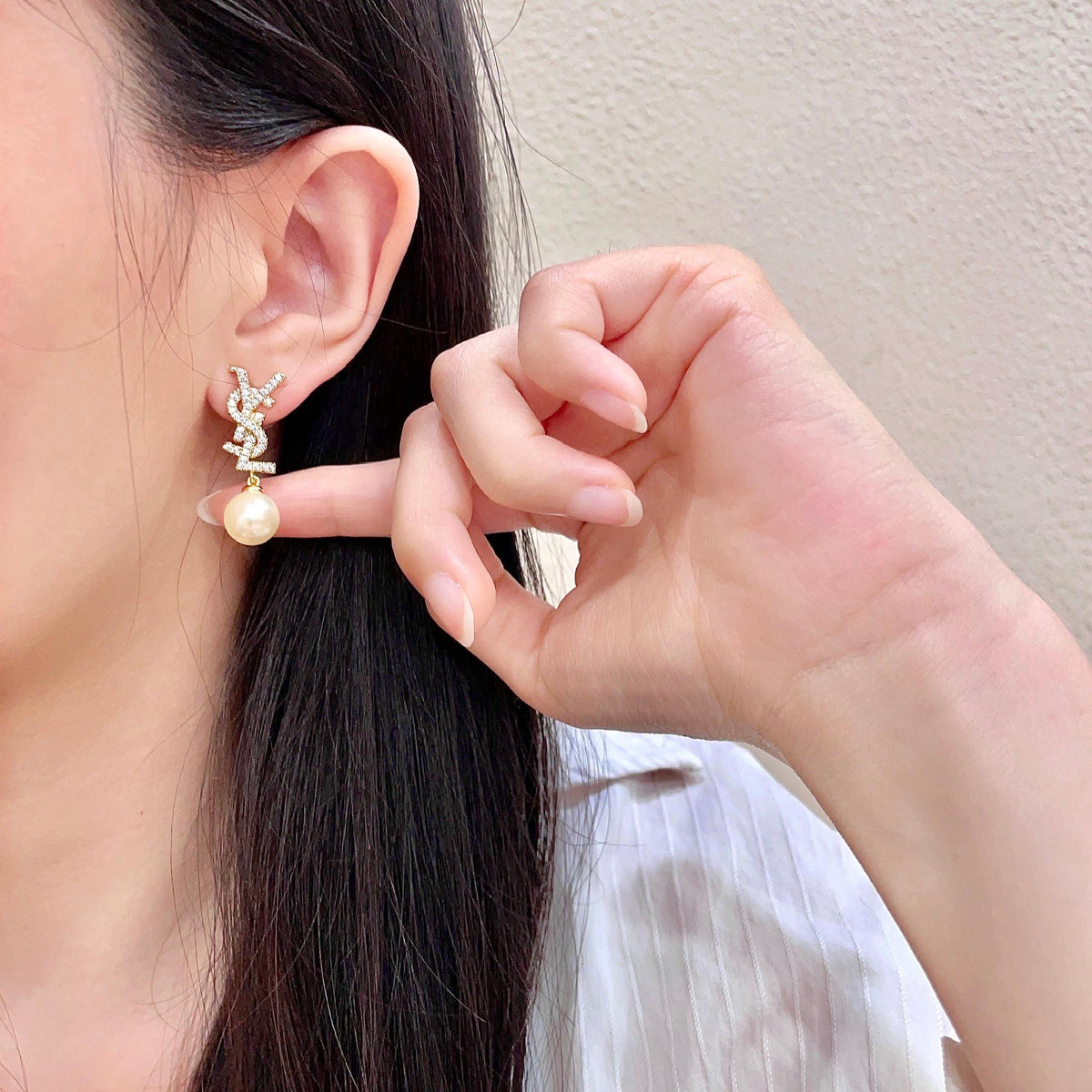 Signature Emblem Stud Earrings in Silver-Tone – Design 028 front product view