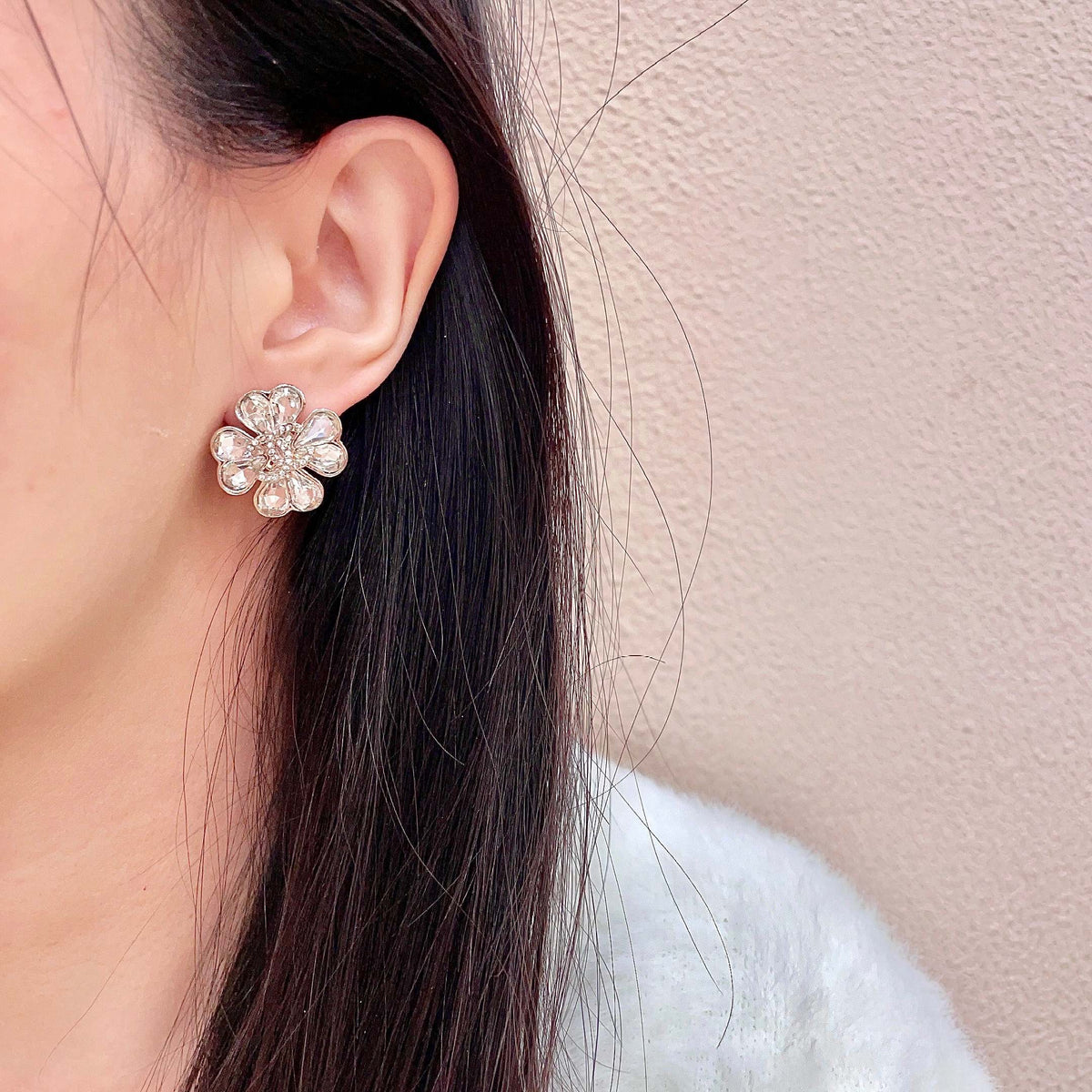 Signature Emblem Stud Earrings in Polished Metal-Tone – Design 121 detail view